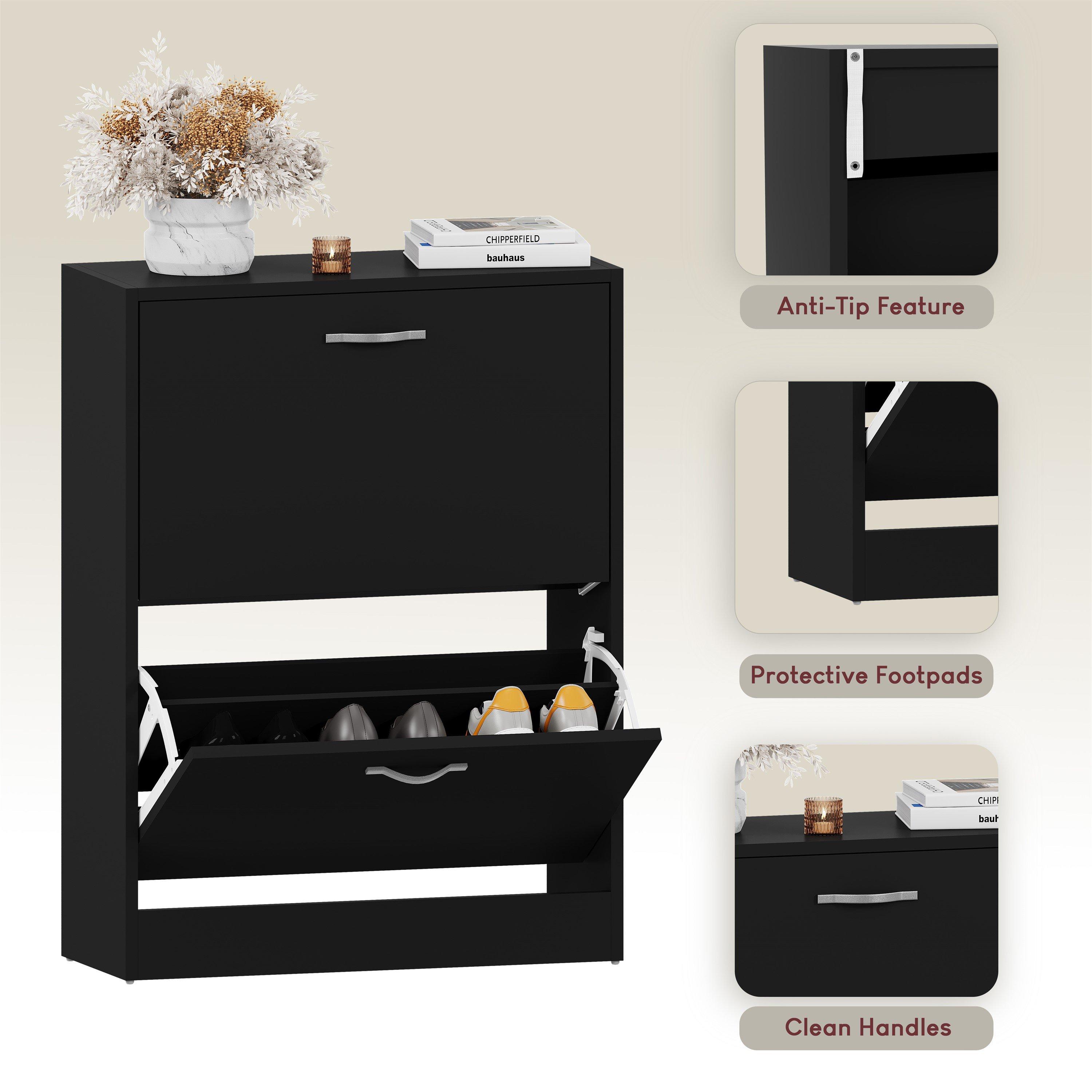 Black - Lassic - Vida Designs 2 Drawer Shoe Cabinet - 6