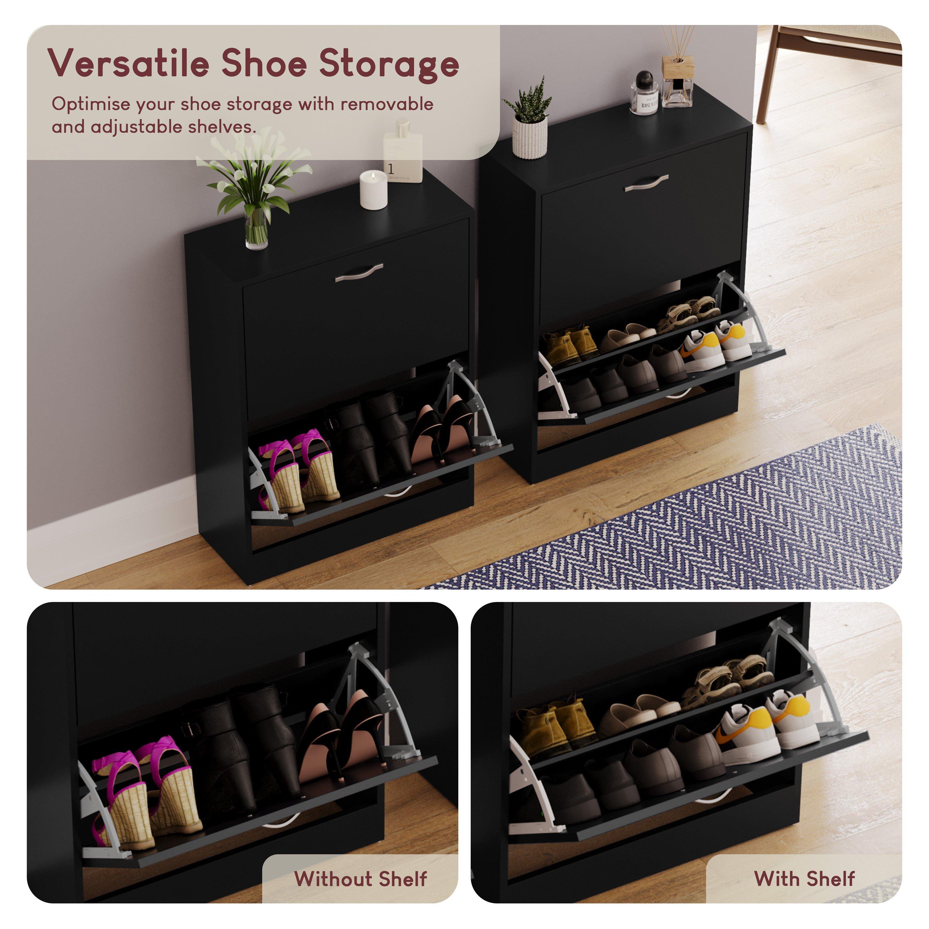 Black - Lassic - Vida Designs 2 Drawer Shoe Cabinet - 7