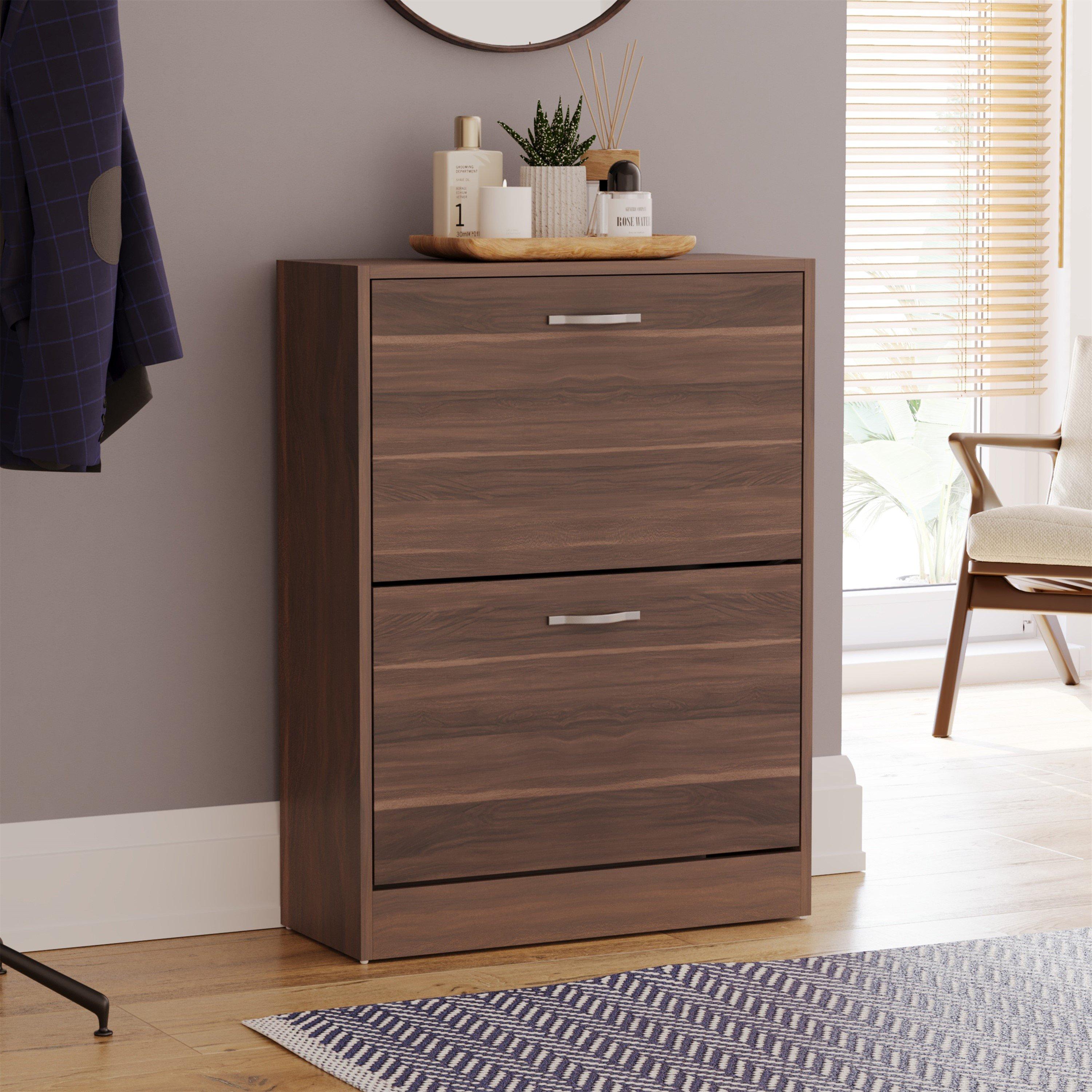 Lassic  Vida Designs 2 Drawer Shoe Cabinet - Walnut - 2 Drawer