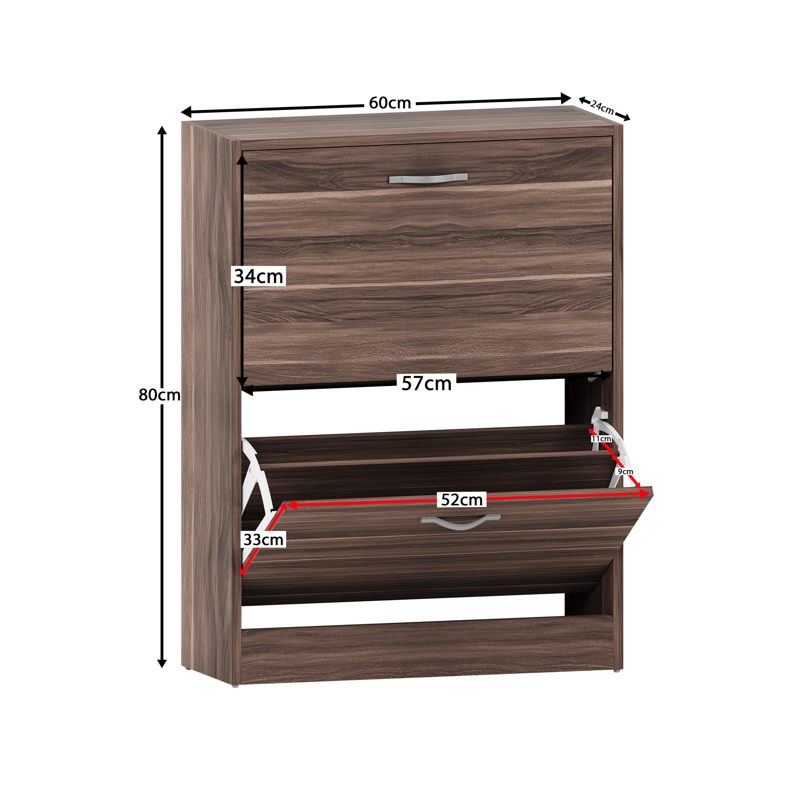 Walnut - Lassic - Vida Designs 2 Drawer Shoe Cabinet - 2