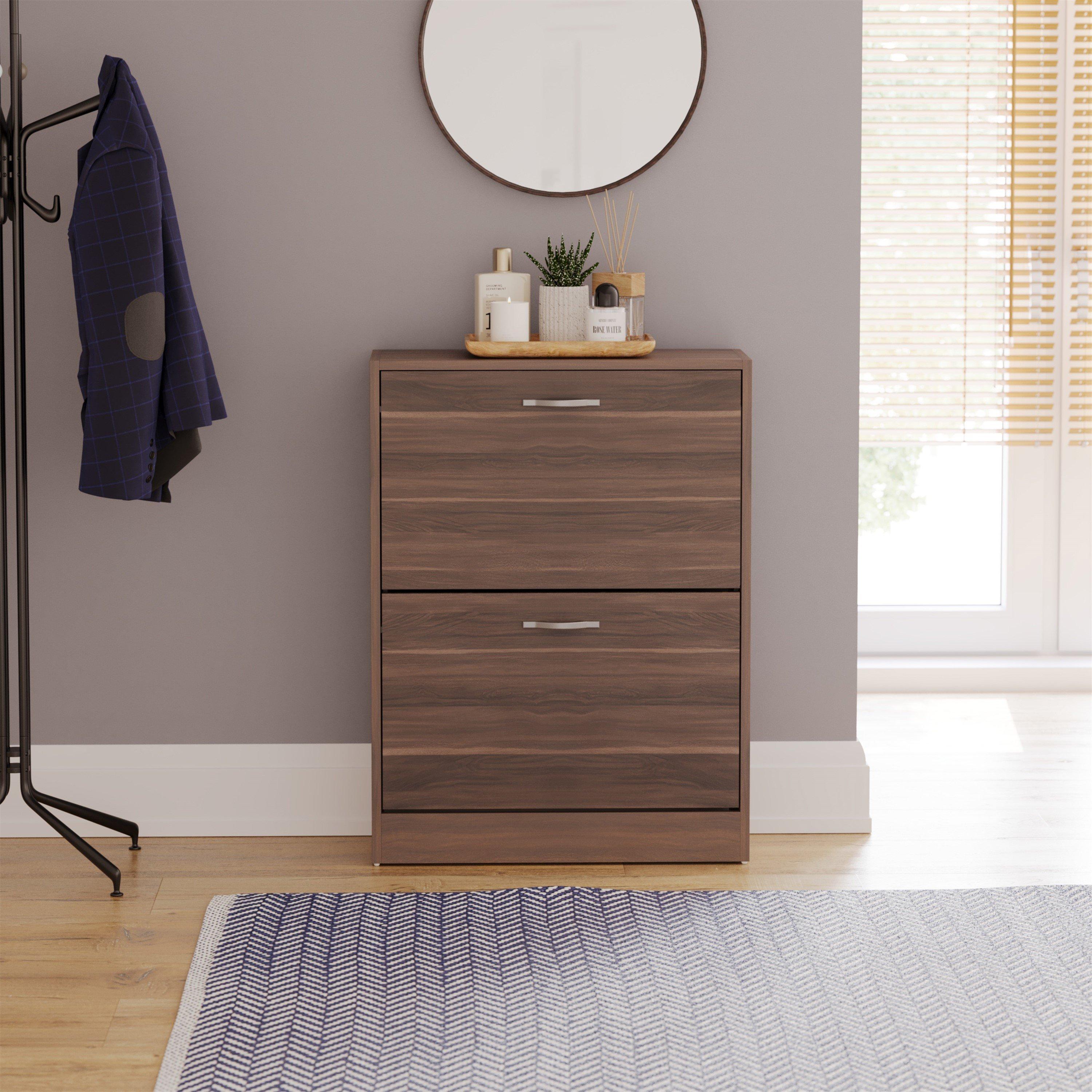 Walnut - Lassic - Vida Designs 2 Drawer Shoe Cabinet - 3