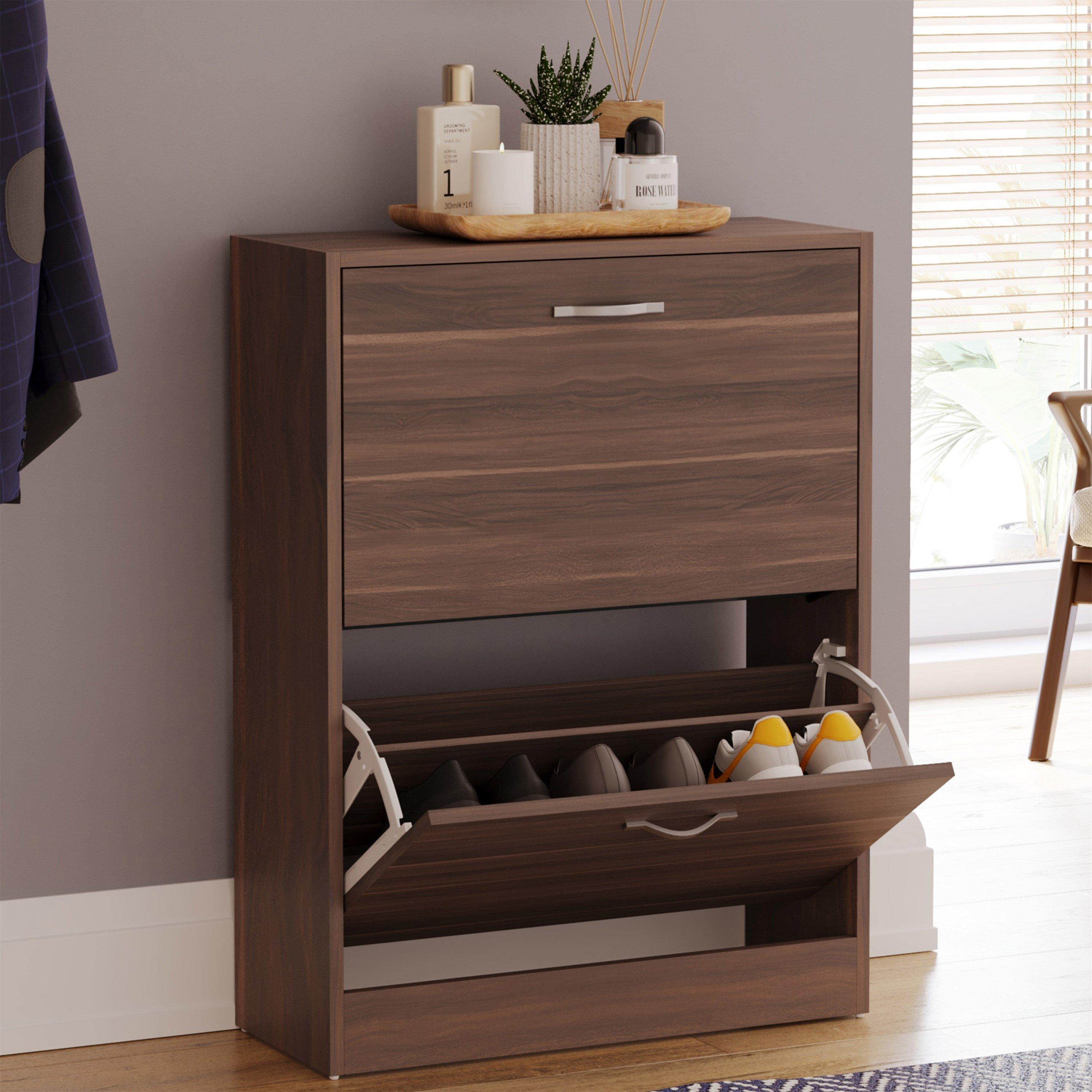 Walnut - Lassic - Vida Designs 2 Drawer Shoe Cabinet - 4