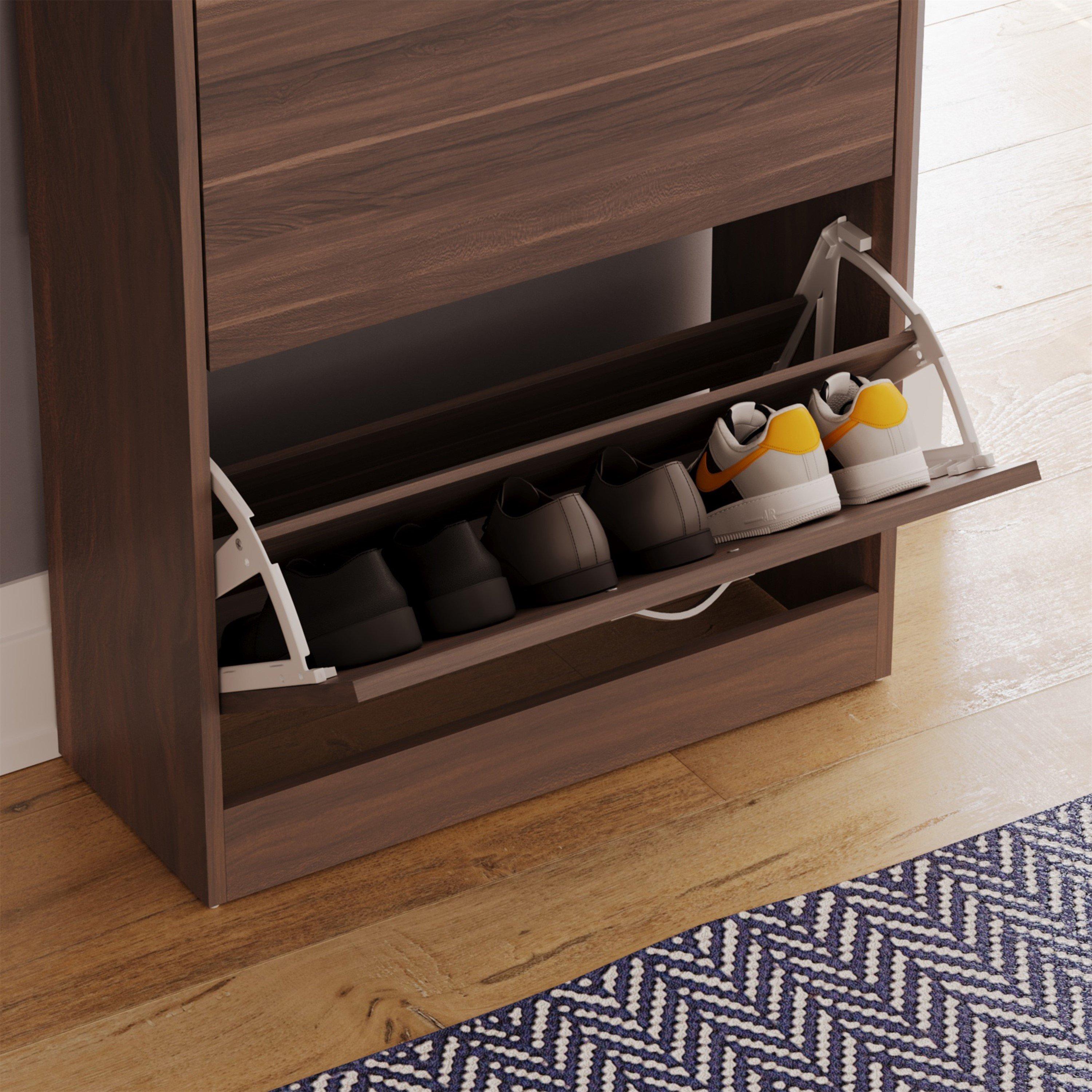 Walnut - Lassic - Vida Designs 2 Drawer Shoe Cabinet - 5