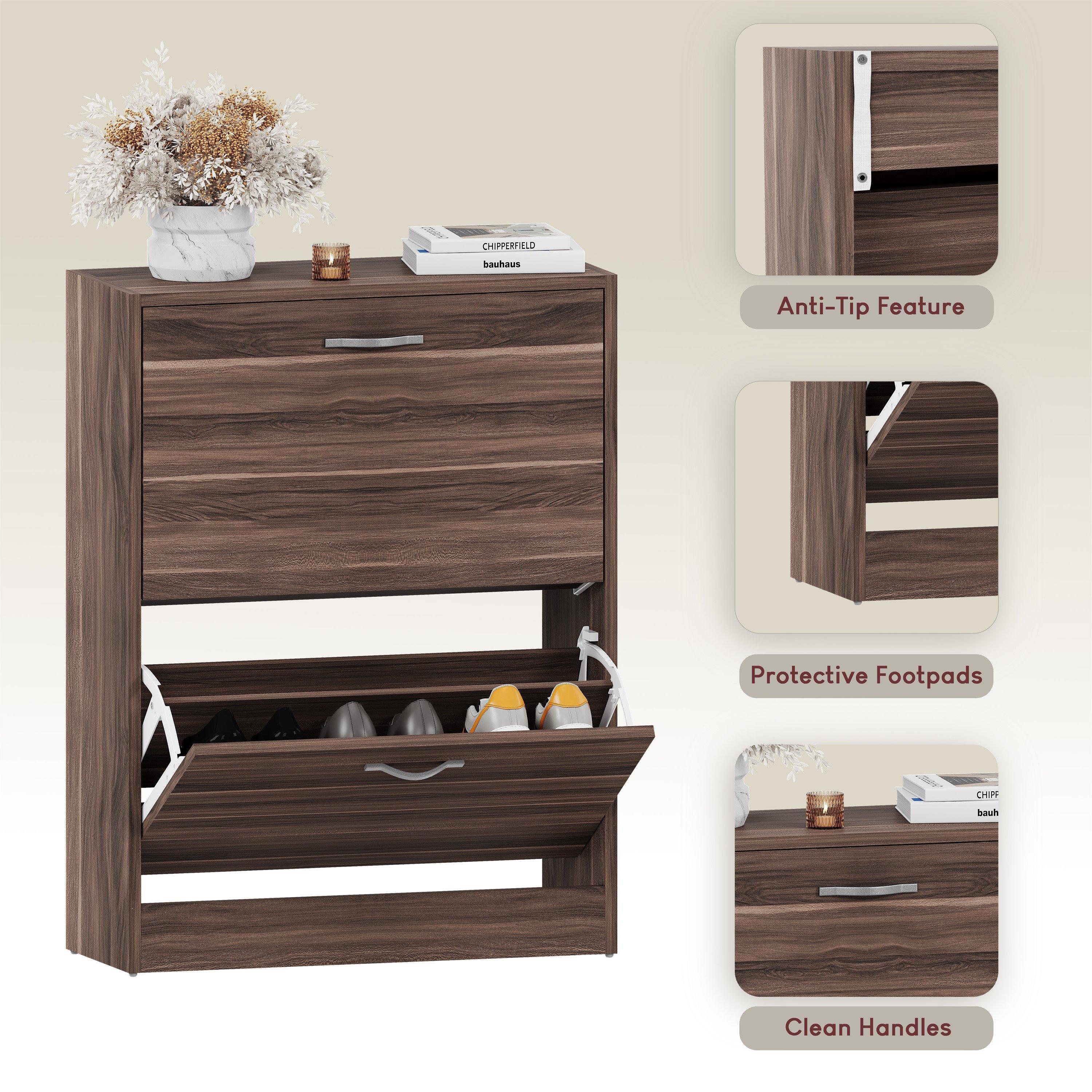 Walnut - Lassic - Vida Designs 2 Drawer Shoe Cabinet - 6
