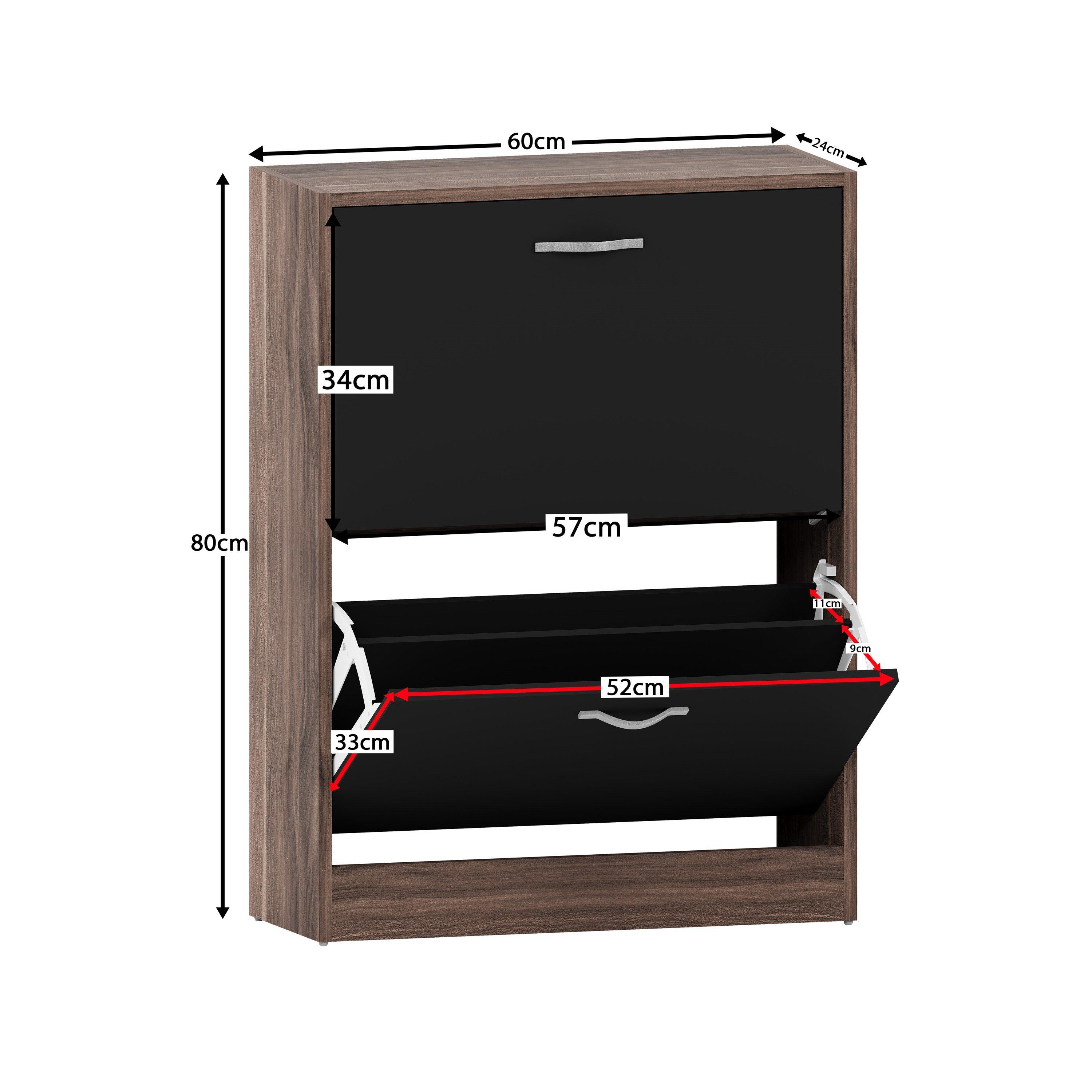 Walnut & Black - Lassic - Vida Designs 2 Drawer Shoe Cabinet - 2