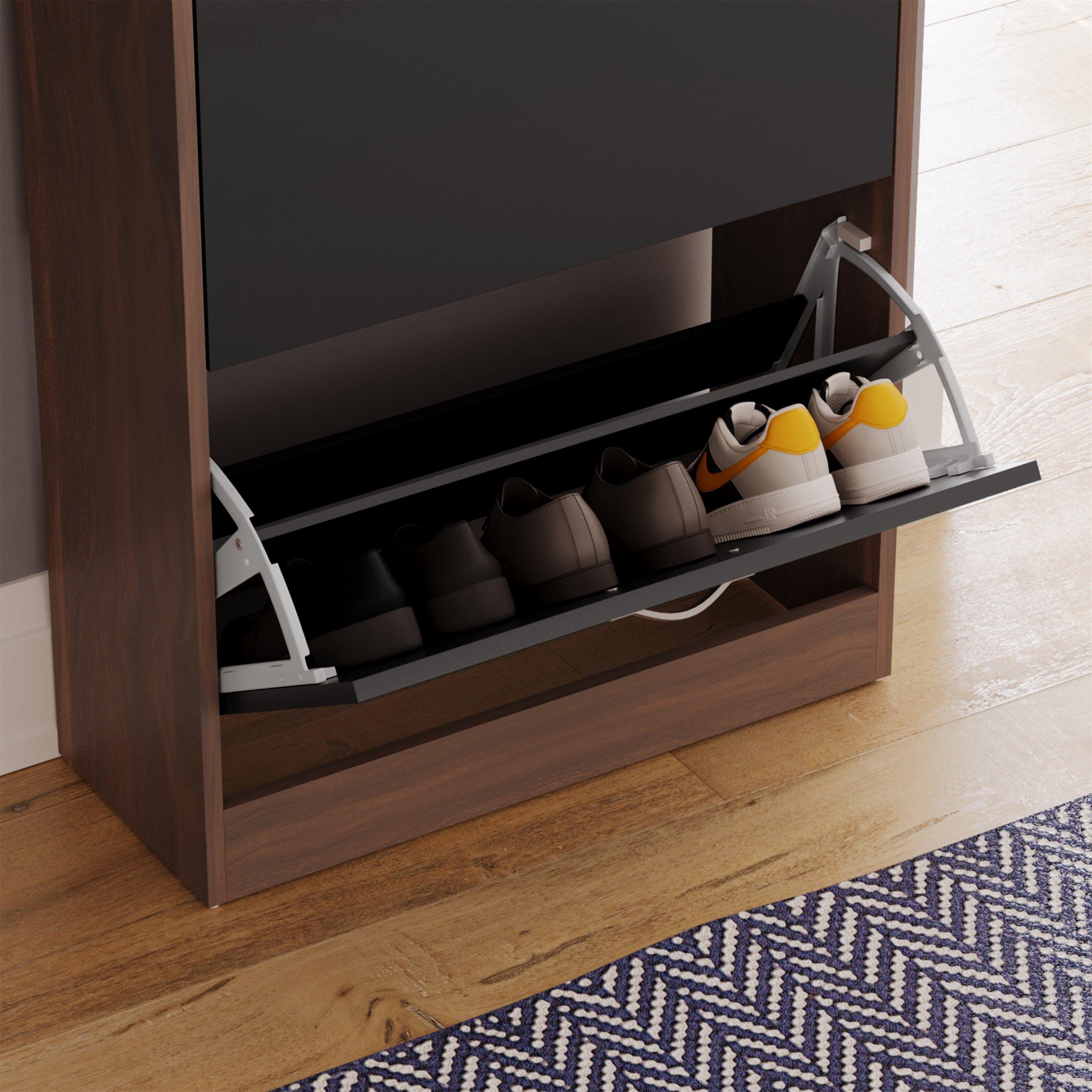 Walnut & Black - Lassic - Vida Designs 2 Drawer Shoe Cabinet - 5