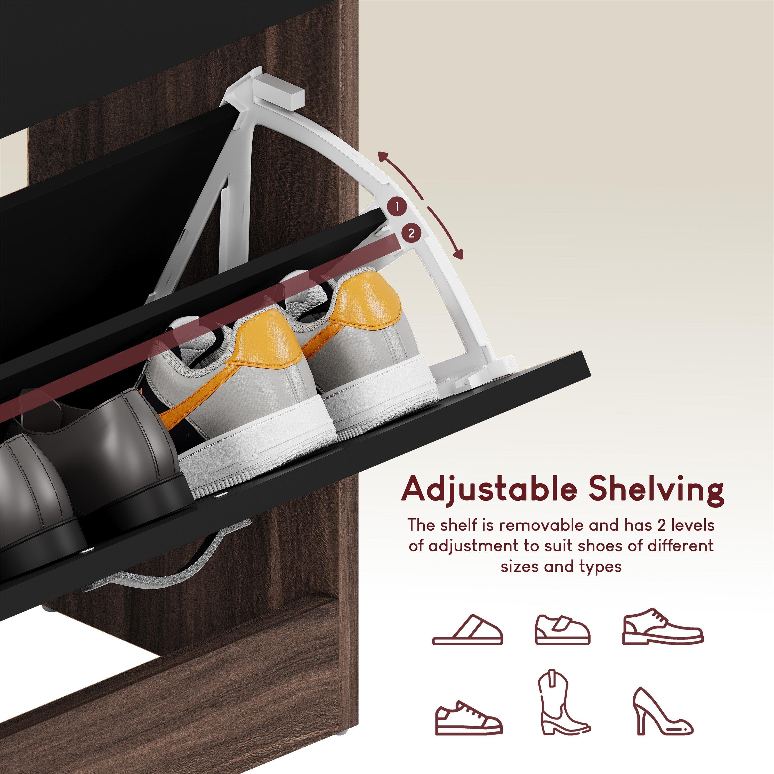 Walnut & Black - Lassic - Vida Designs 2 Drawer Shoe Cabinet - 8