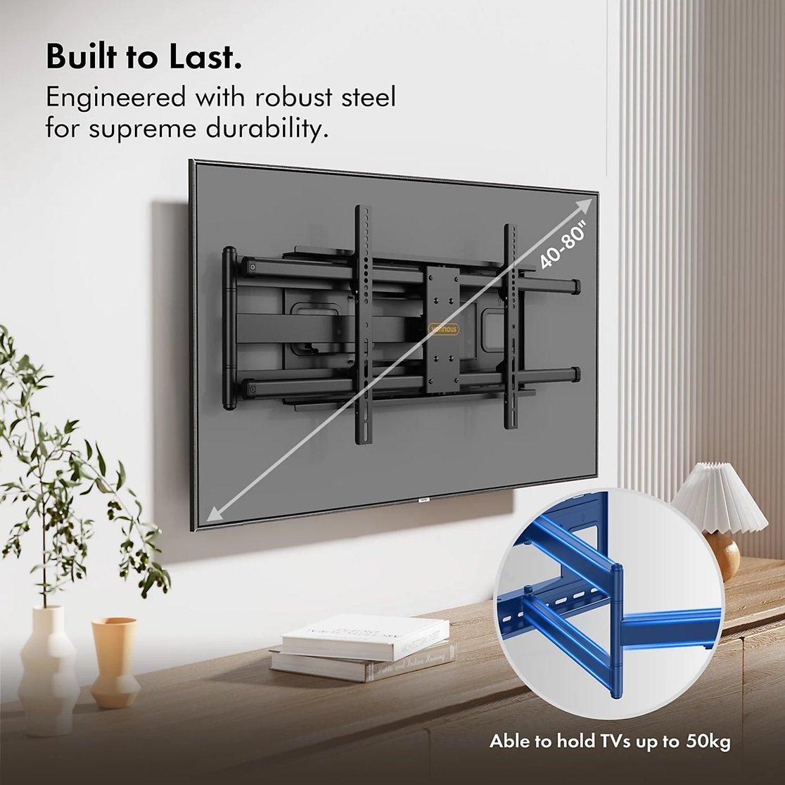 Black - VonHaus - 40-80 inch Full Motion TV Wall Mount - 2