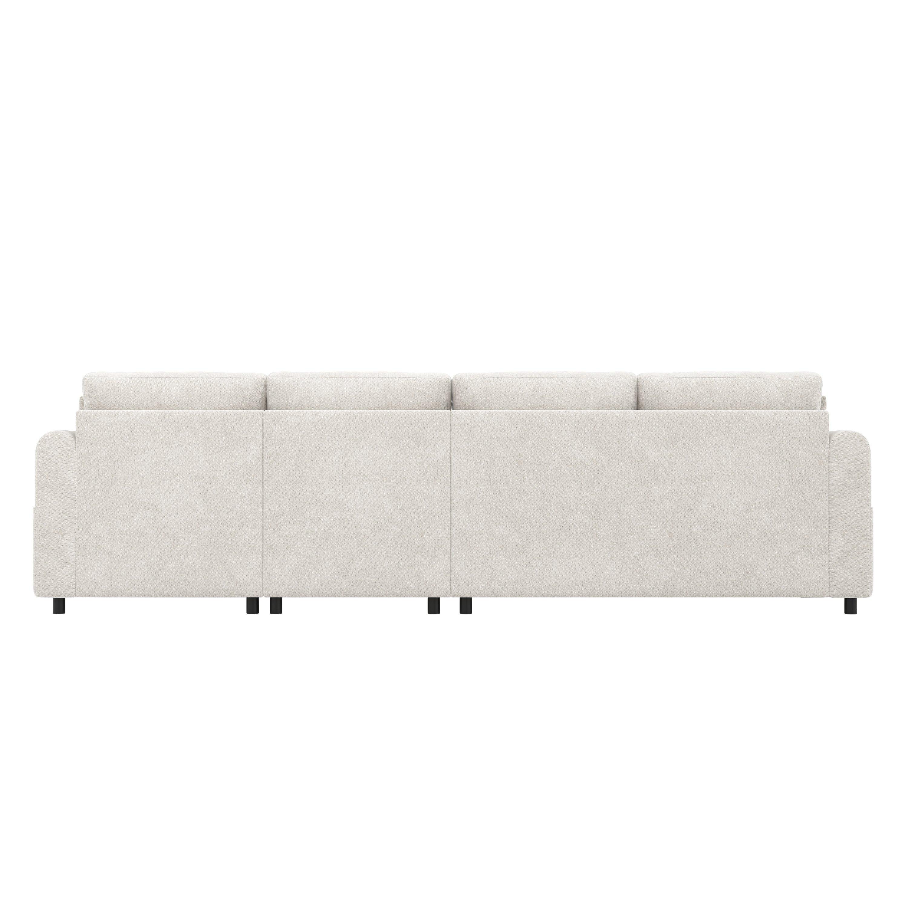 Beige - Urban Meuble - Modern L-Shaped Sofa with Storage Chaise - 10