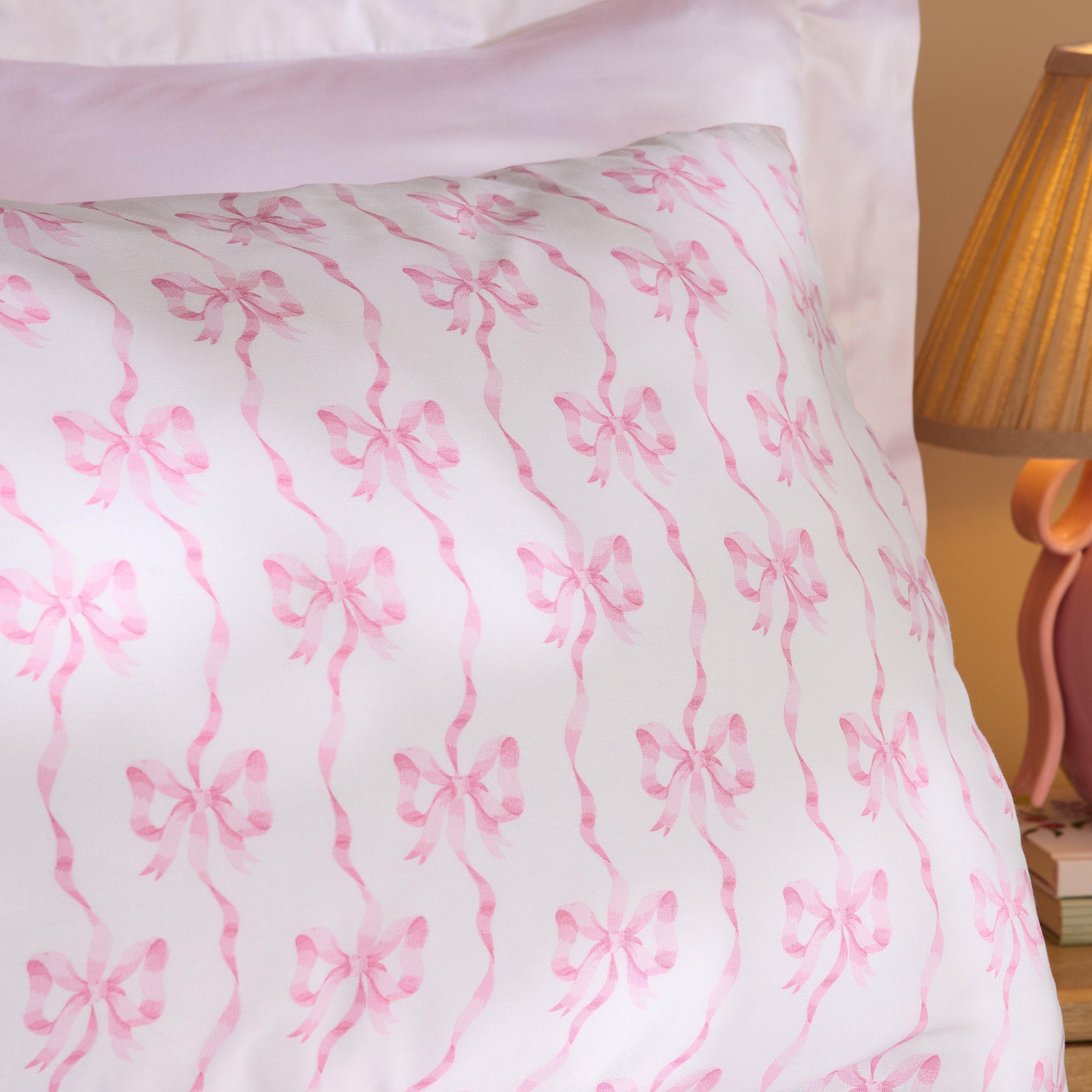 White / Pink - Cath Kidston - Ribbon And Bows Reversible Cotton Duvet Cover Set - 3