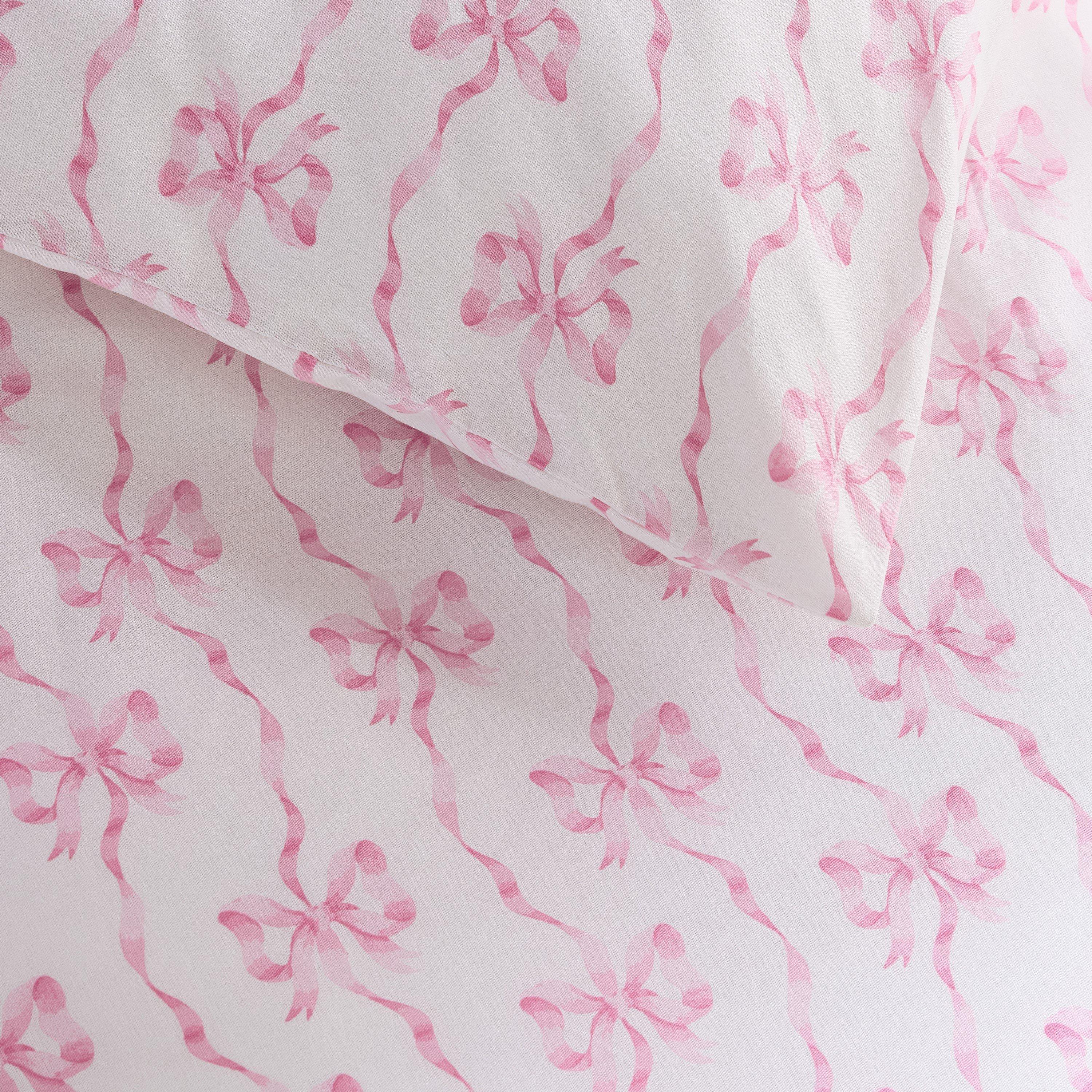 White / Pink - Cath Kidston - Ribbon And Bows Reversible Cotton Duvet Cover Set - 4