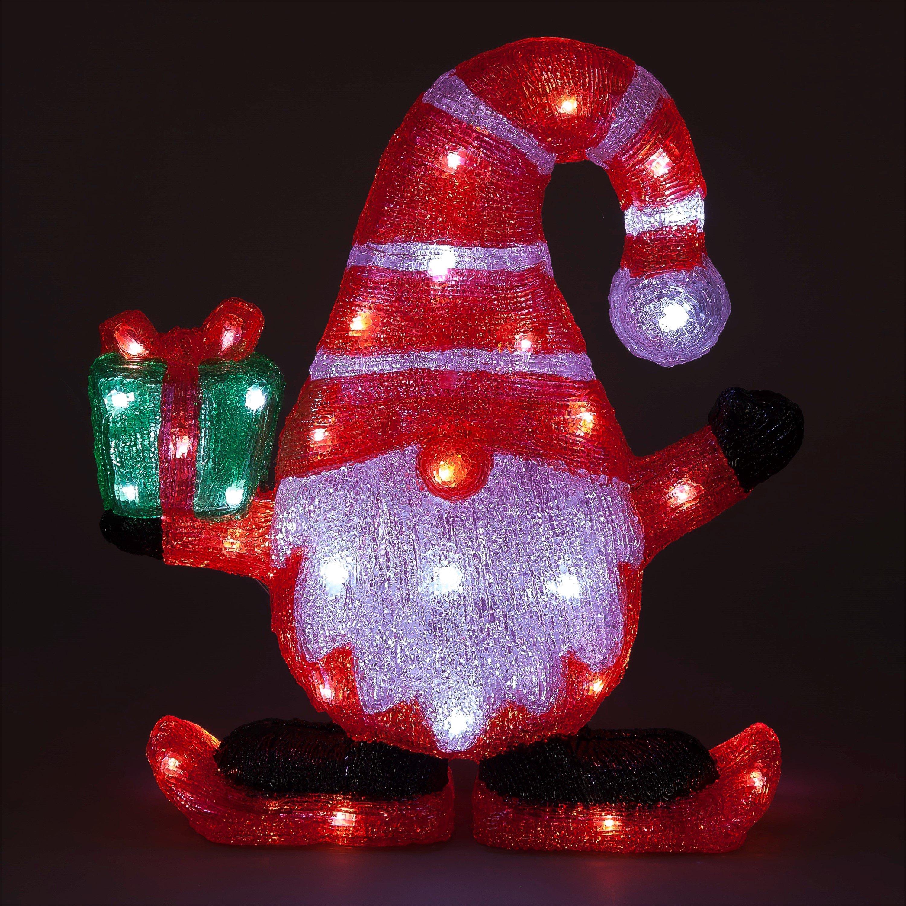 Multi - Snowtime - 40cm Acrylic LED Lit Santa Decoration