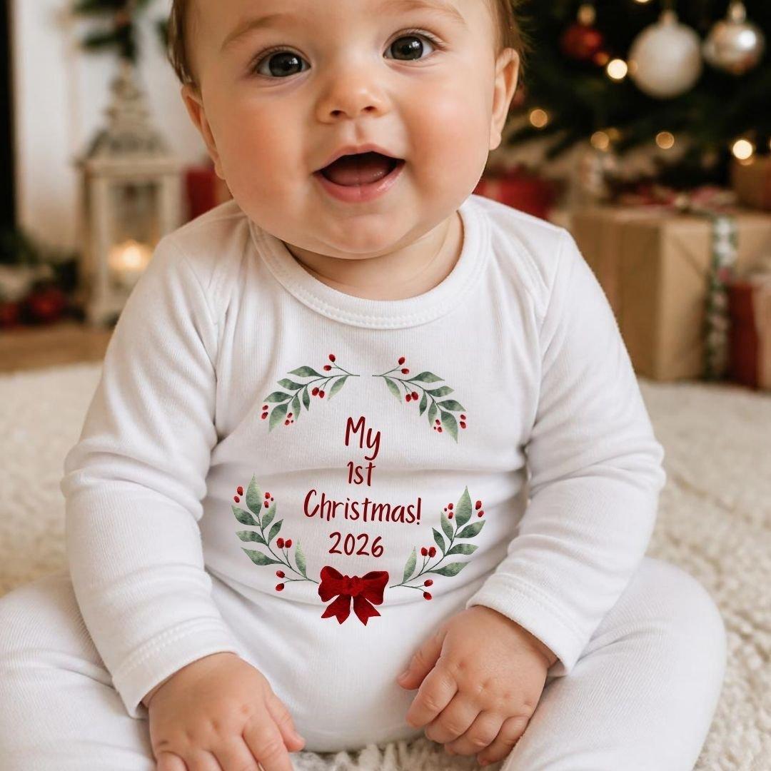 Aye Do Gifts My 1st Christmas Red Bow - Baby Grow