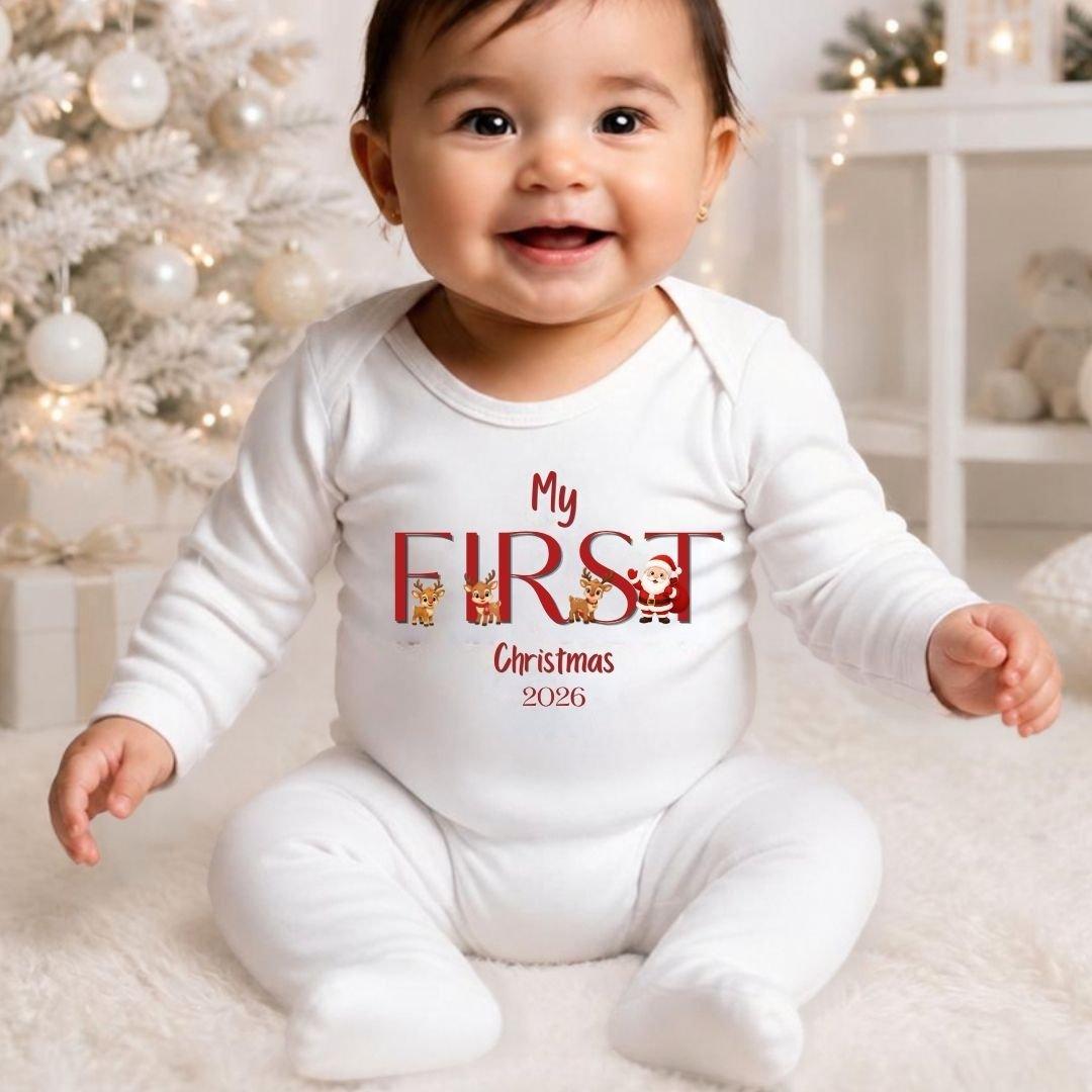 White - Aye Do Gifts - My First Christmas Santa Team - Baby Grow - 1