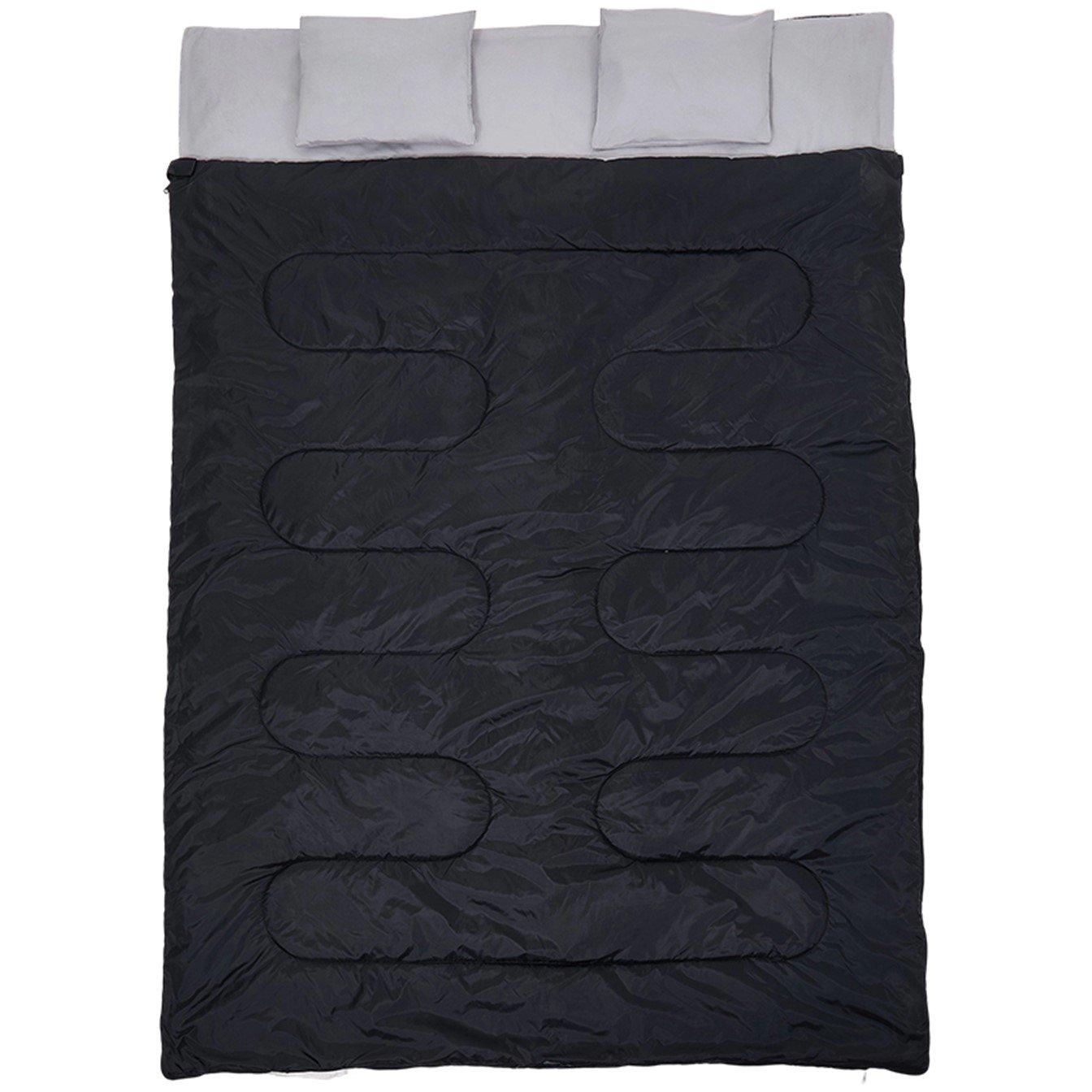 Black - Breeins Camping - Double Sleeping Bag with Two Pillows - 1