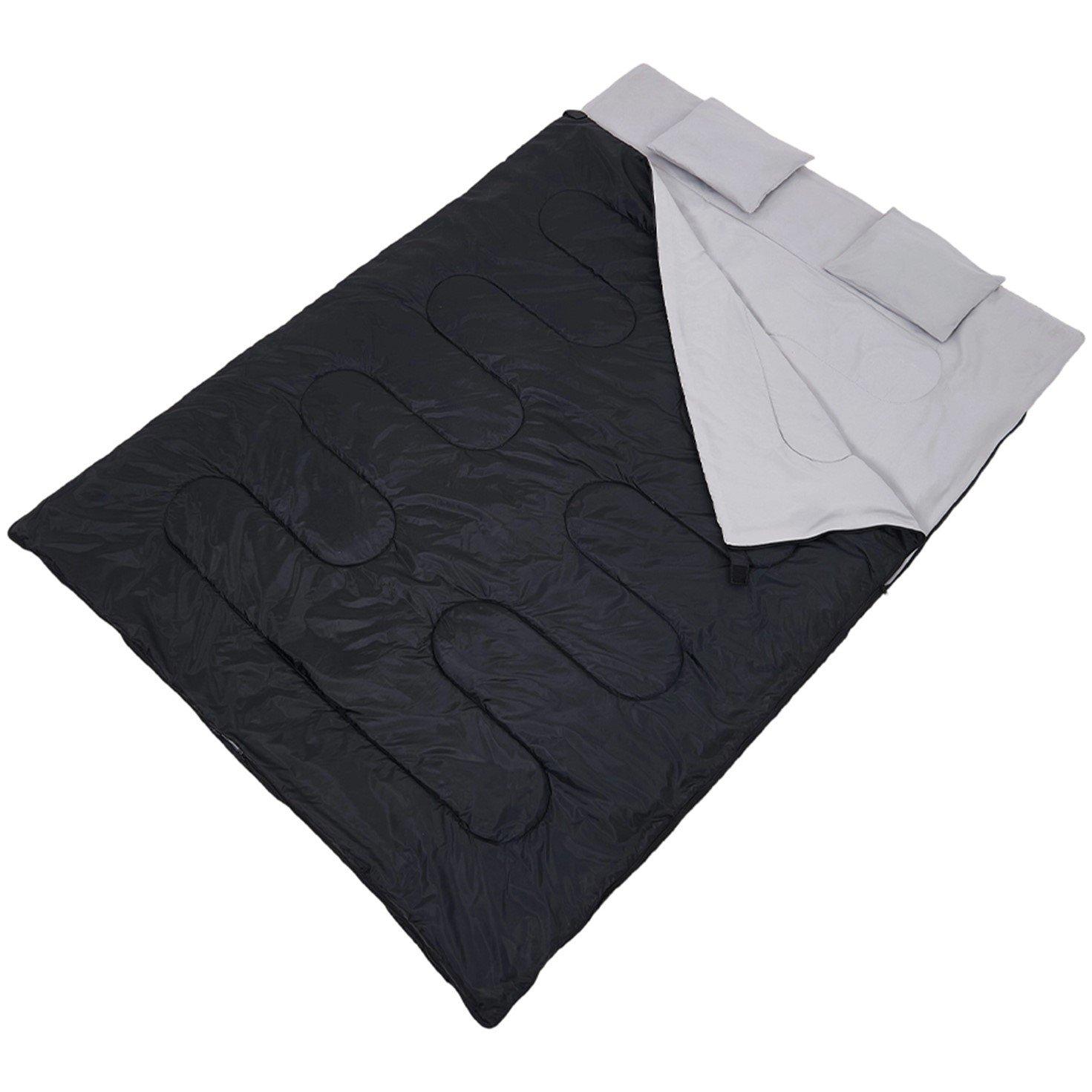 Black - Breeins Camping - Double Sleeping Bag with Two Pillows - 4