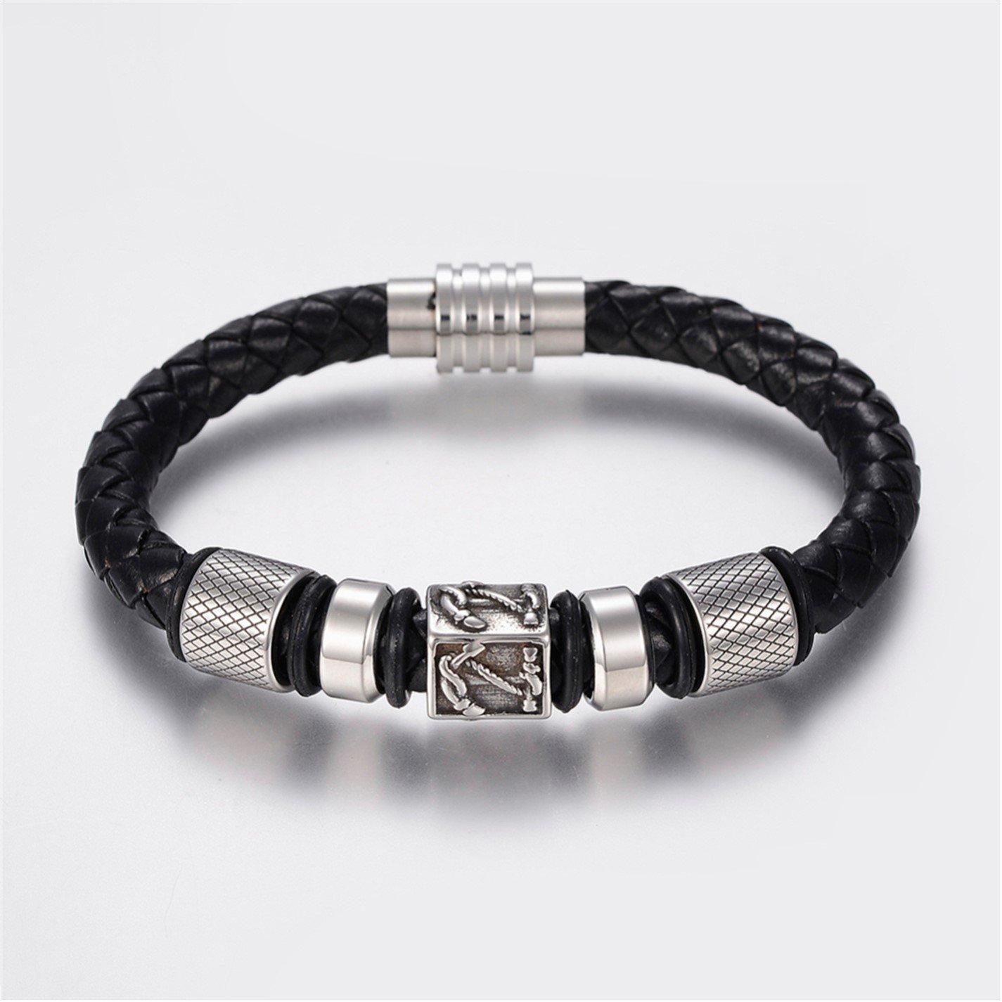 Black - Aye Do Gifts - Mens Nautical Leather Bracelet 1954-NP - 1