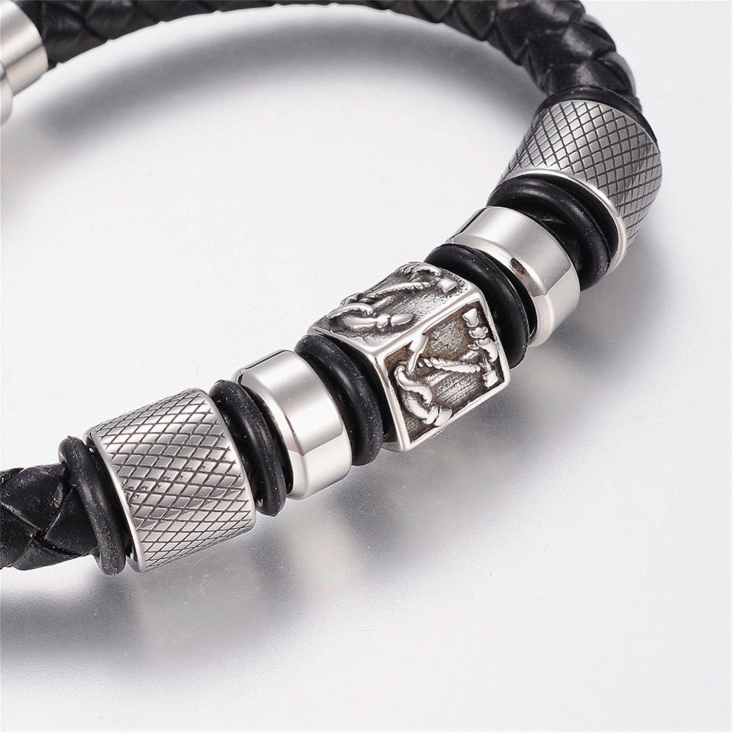 Black - Aye Do Gifts - Mens Nautical Leather Bracelet 1954-NP - 4