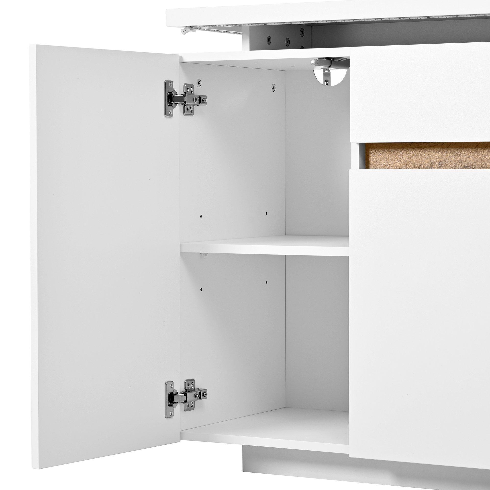 White - Urban Meuble - Modern LED Sideboard with Drawer and Doors - 12