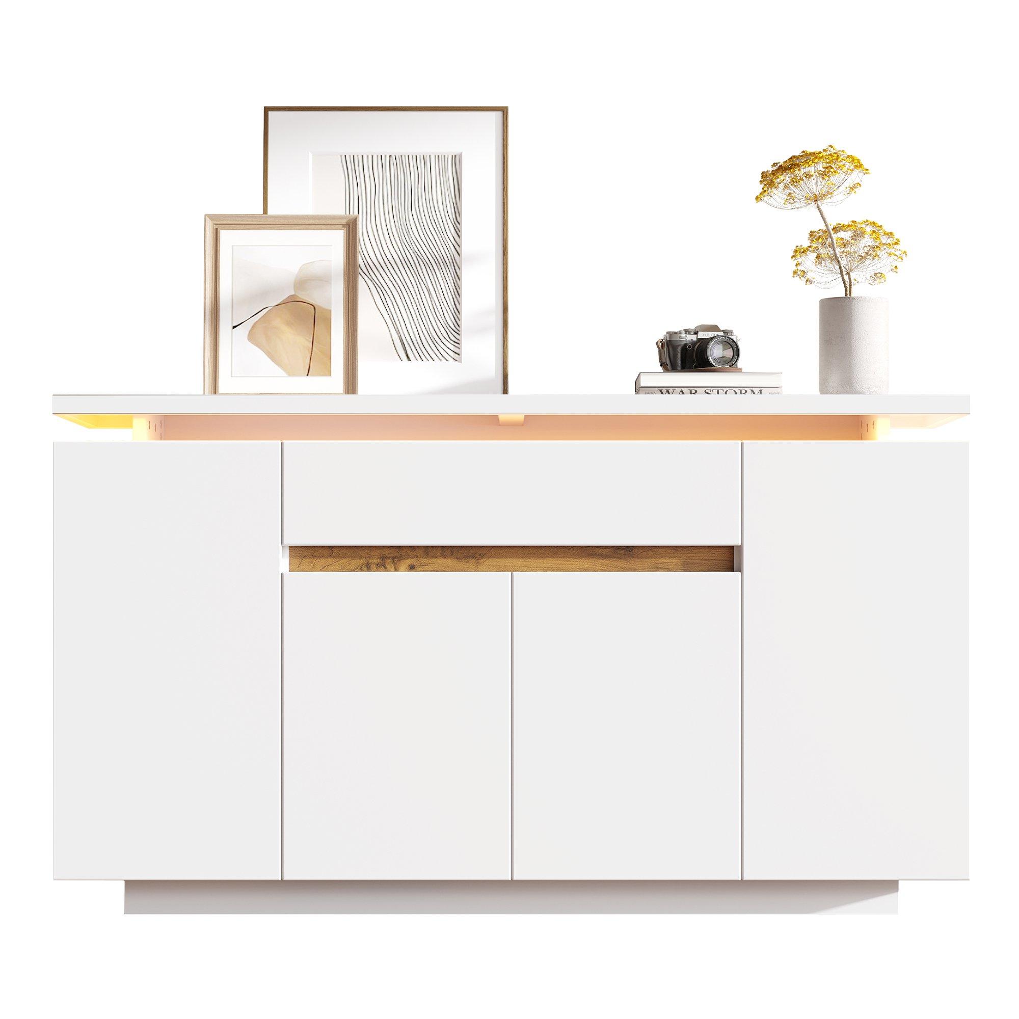 White - Urban Meuble - Modern LED Sideboard with Drawer and Doors - 5