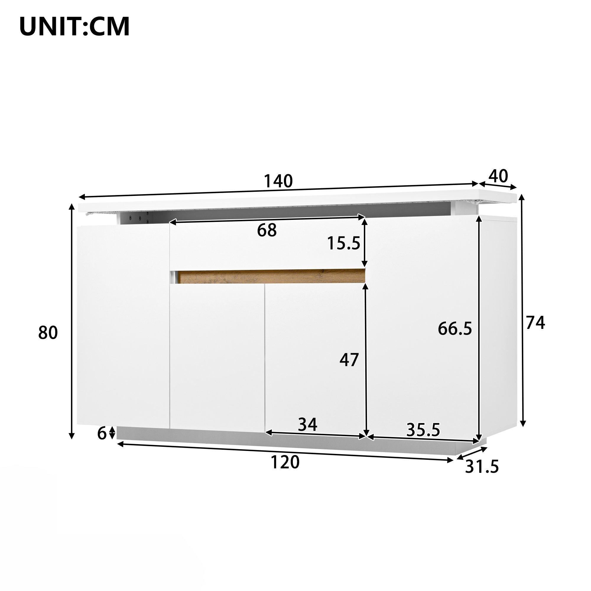 White - Urban Meuble - Modern LED Sideboard with Drawer and Doors - 6