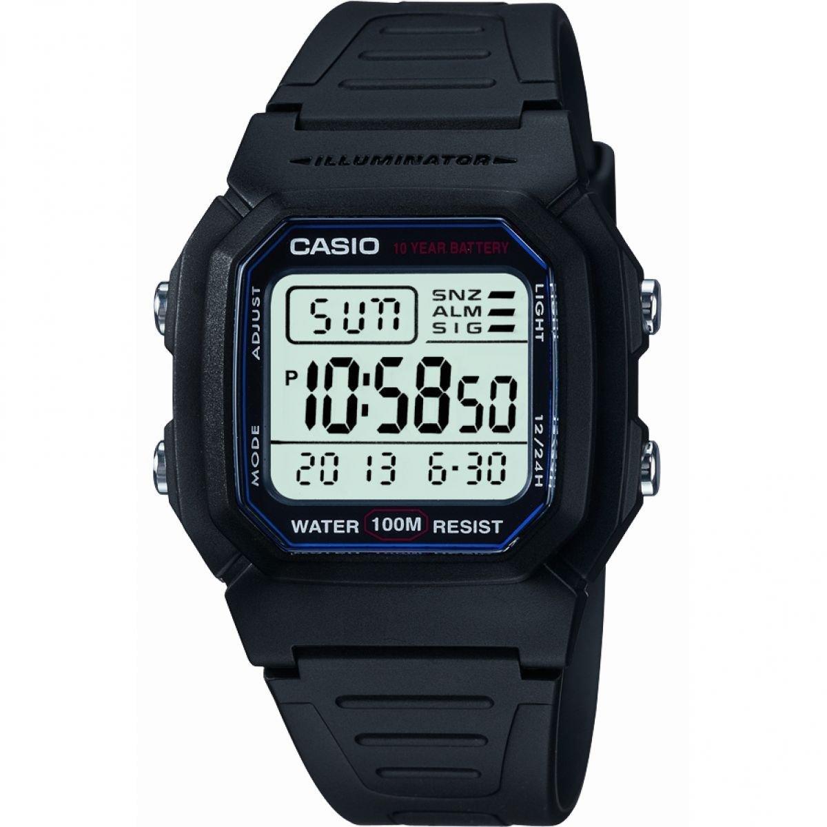 Black And Lcd - Casio - Mens Casio Sports Gear  Chrono Watch W-800H-1AVES - 1