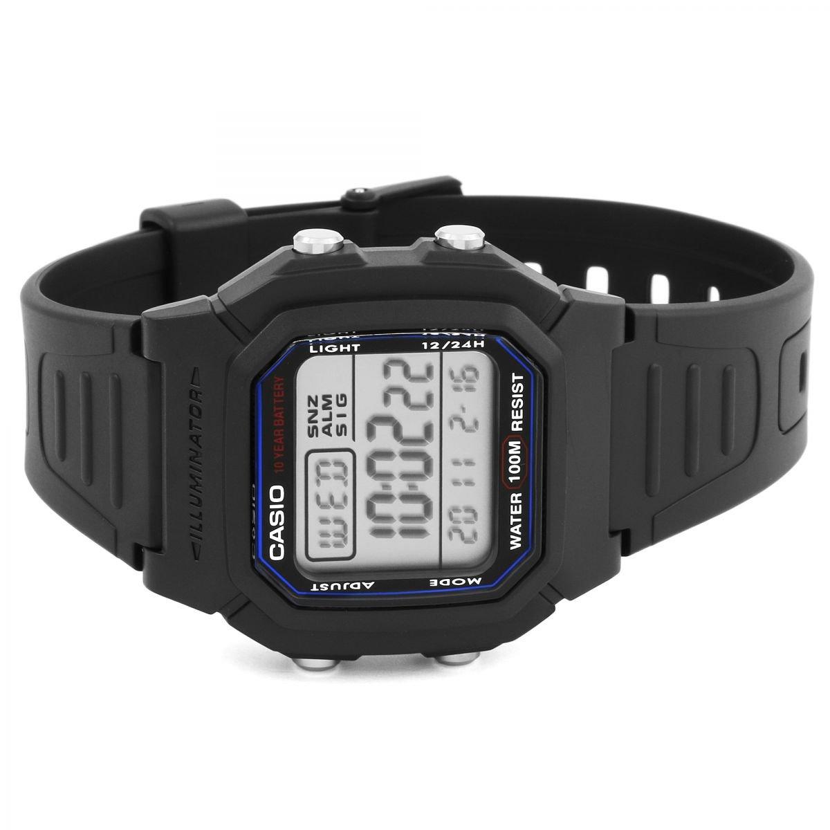 Black And Lcd - Casio - Mens Casio Sports Gear  Chrono Watch W-800H-1AVES - 3