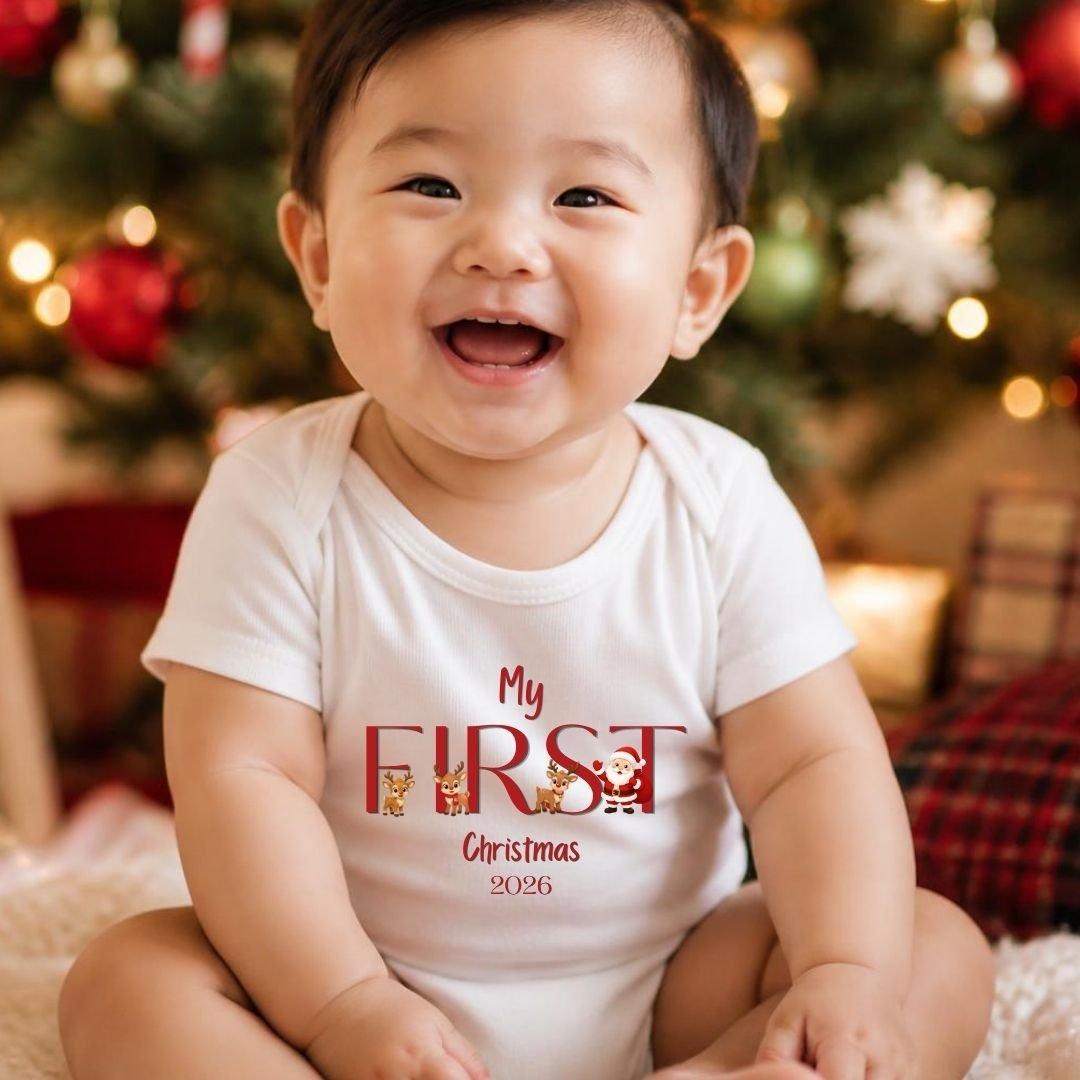 White - Aye Do Gifts - My First Christmas Santa Team - Baby Vest - 1