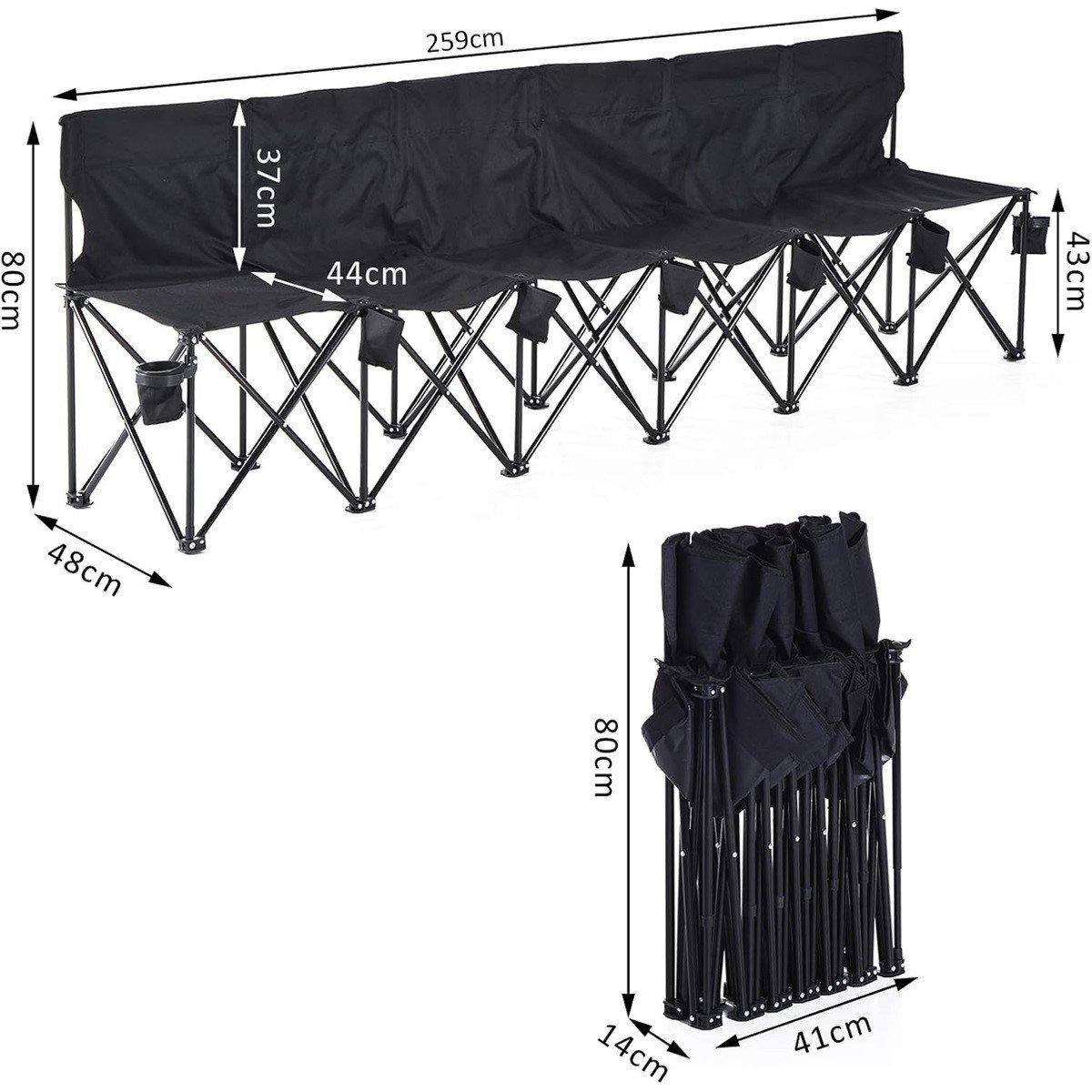 Black - Outsunny - 6 Seater Folding Camping Chair with Carry Bag - 2