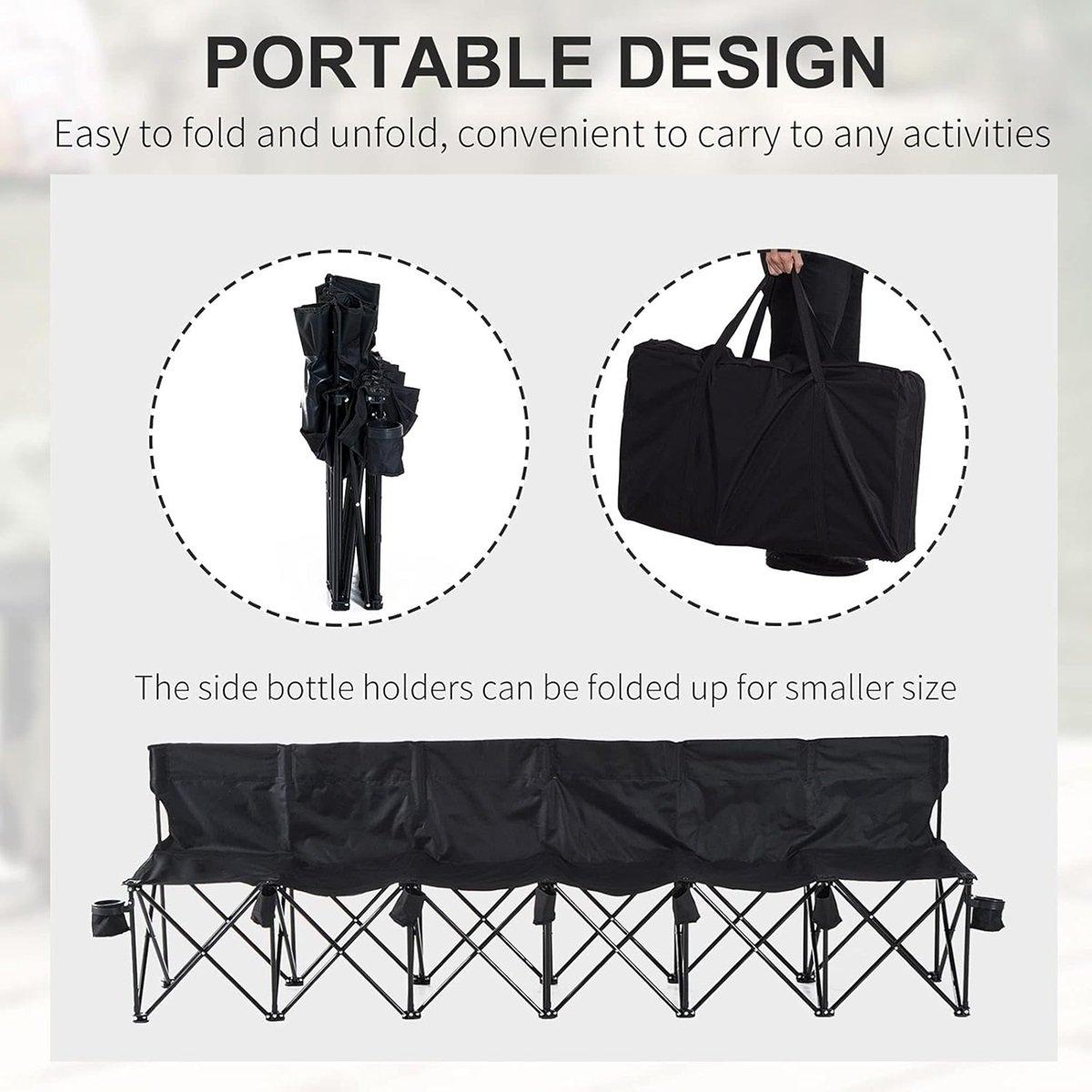 Black - Outsunny - 6 Seater Folding Camping Chair with Carry Bag - 5