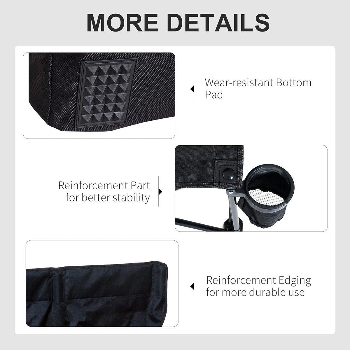 Black - Outsunny - 6 Seater Folding Camping Chair with Carry Bag - 6