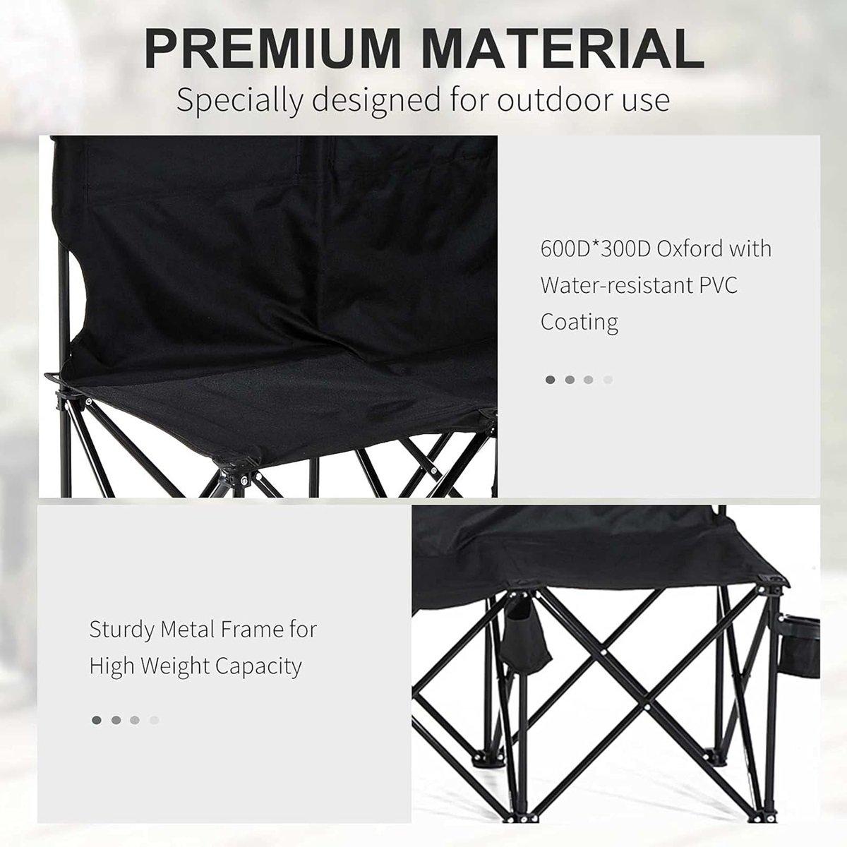 Black - Outsunny - 6 Seater Folding Camping Chair with Carry Bag - 7