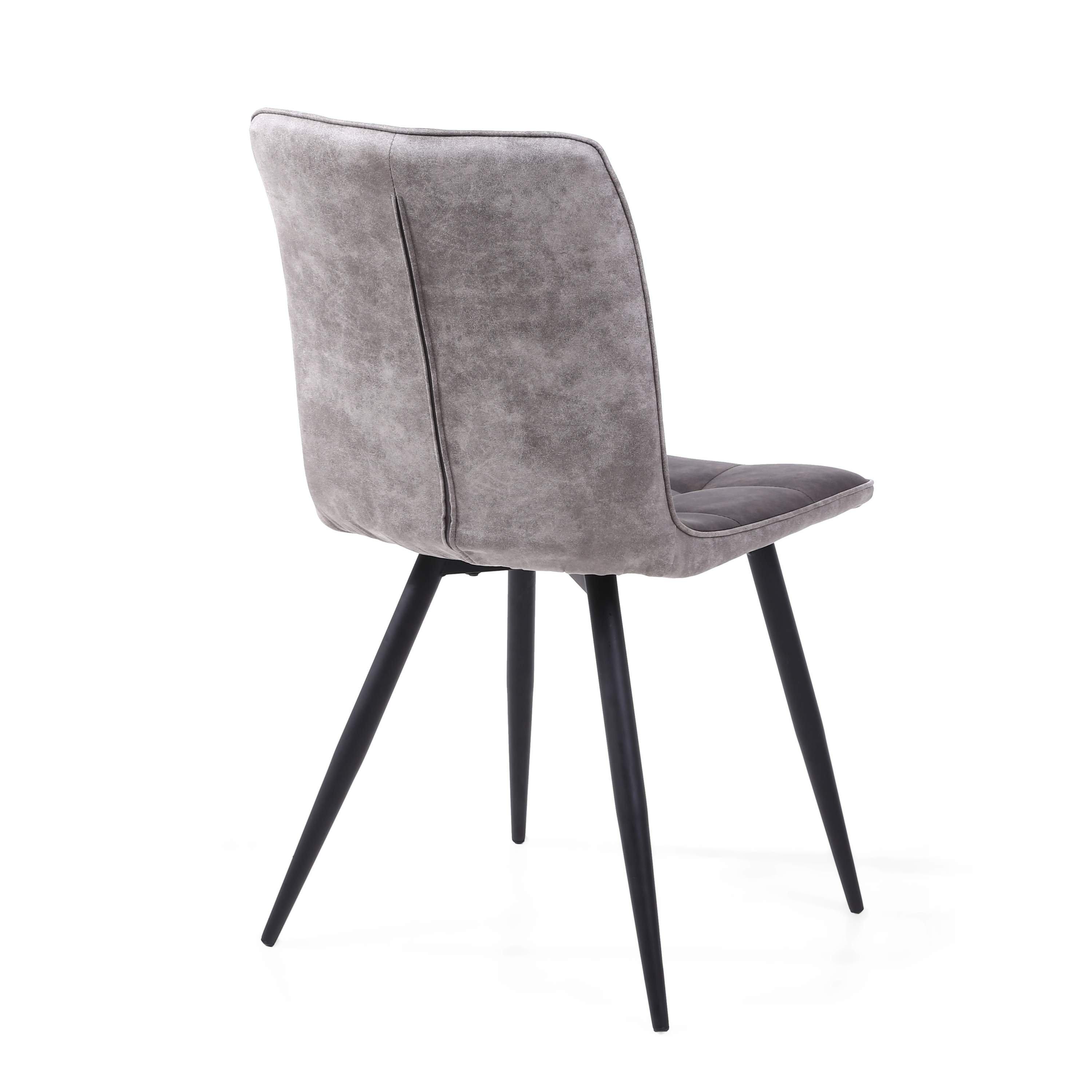 Dark Grey - Shankar - Pair of Rodeo Suede Effect Dark Grey Dining Chairs - 5