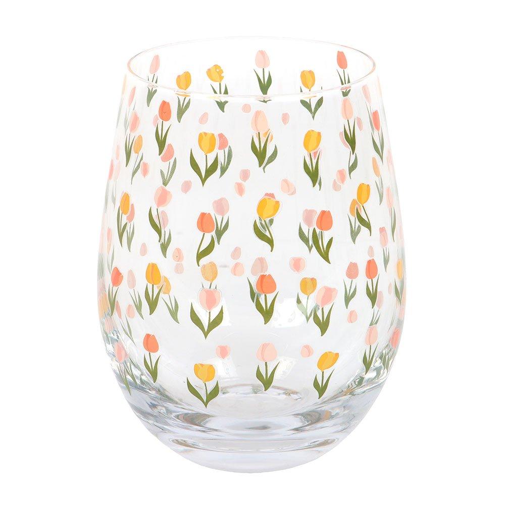 Clear - Something Different - Tulip Print Stemless Glass - 2