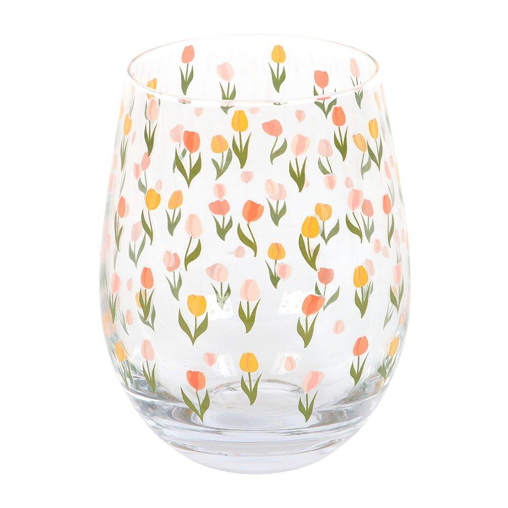 Clear - Something Different - Tulip Print Stemless Glass - 4
