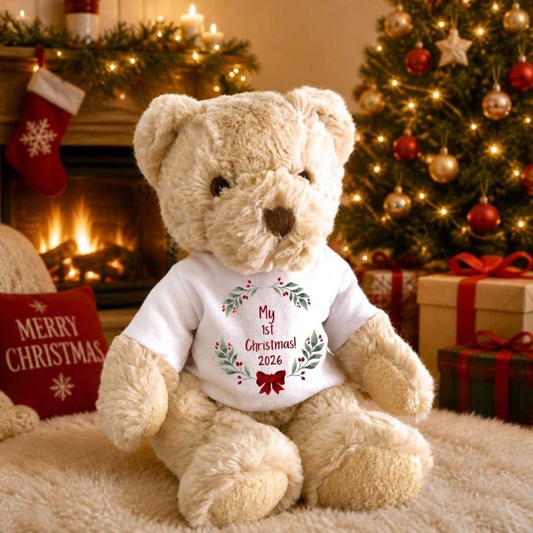 White - Aye Do Gifts - 1st Christmas Red Bow Baby Gift Hamper -Teddy/Vest - 2