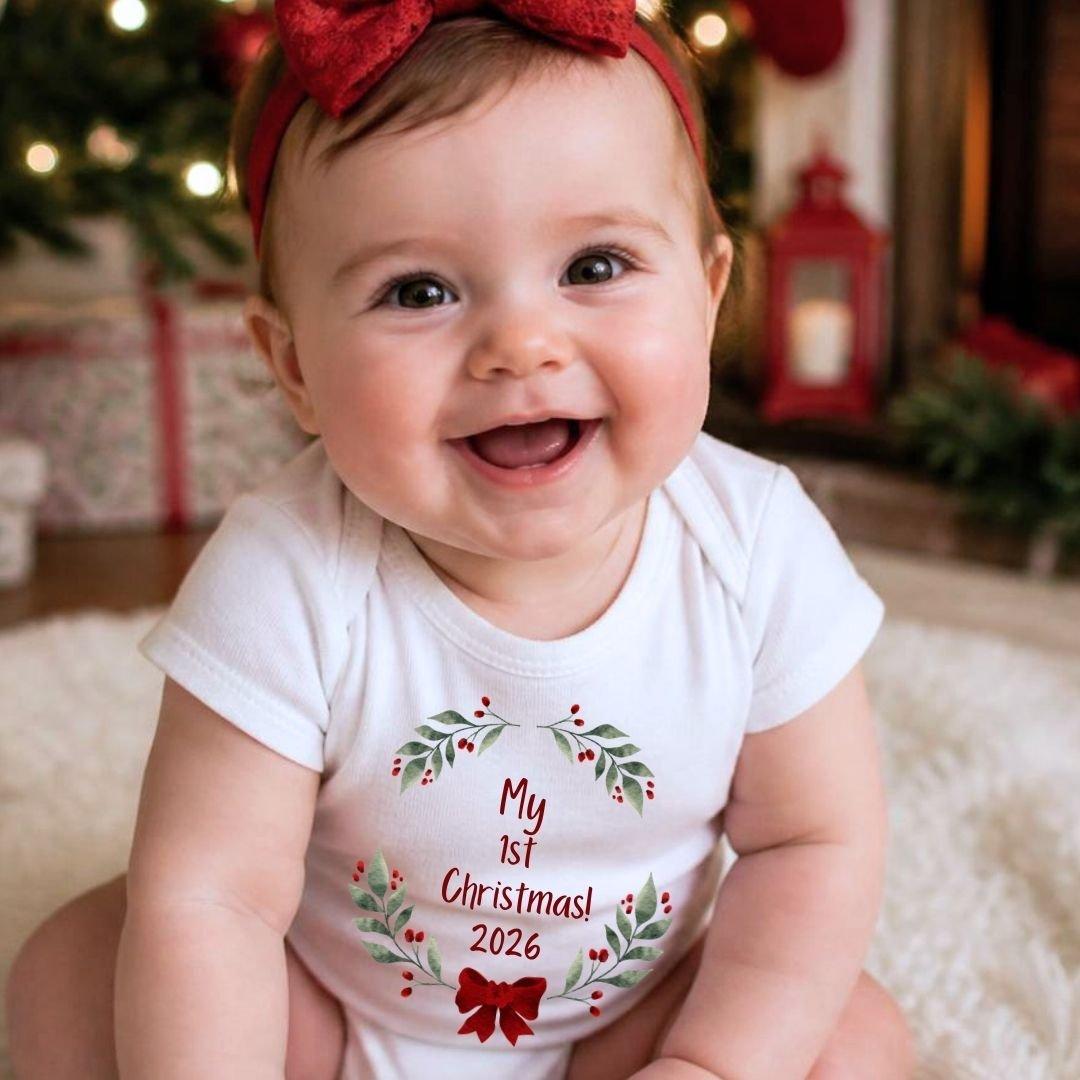 White - Aye Do Gifts - 1st Christmas Red Bow Baby Gift Hamper -Teddy/Vest - 3