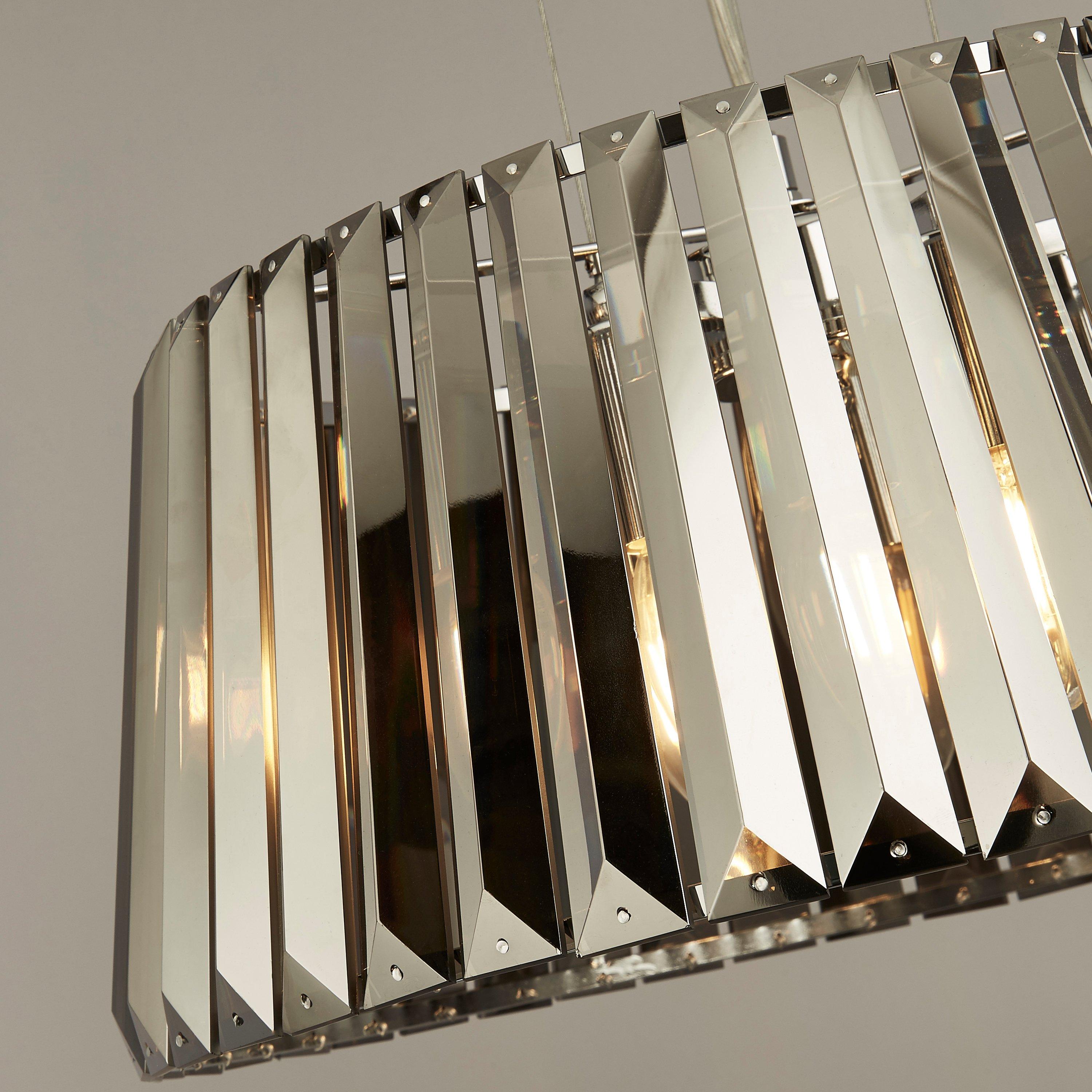 Smoked - Lighting Collection - Eclipse 5Lt Pendant to Semi-Flush- Chrome Metal & - 4