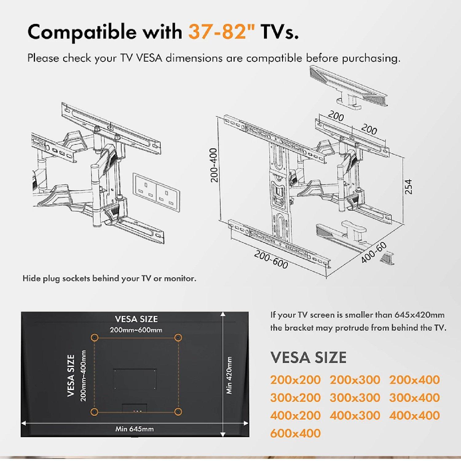 Black - VonHaus - Premium 37-82 TV Bracket - 4