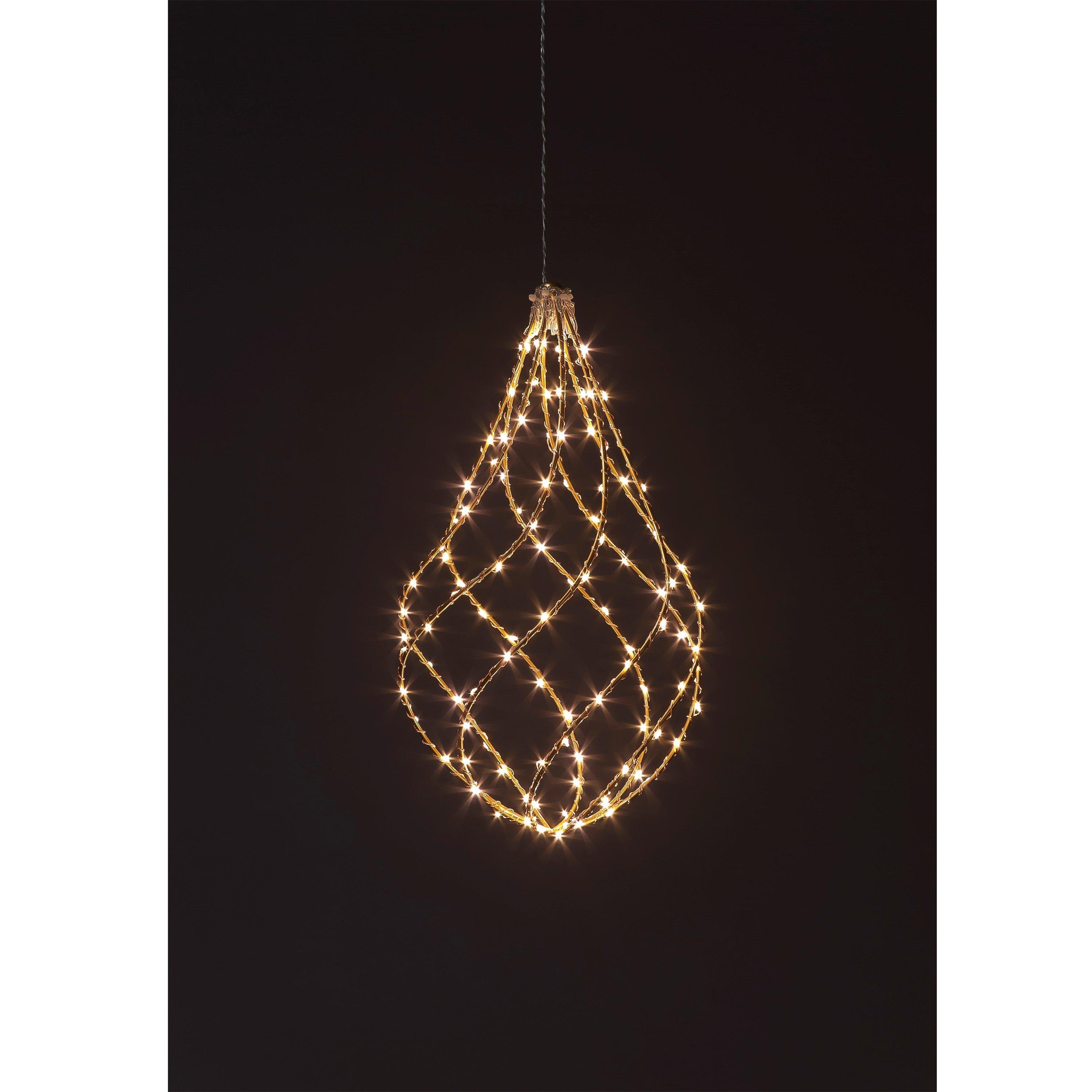 White - Snowtime - 40cm Iron LED Lit Waterfall Drop Decoration