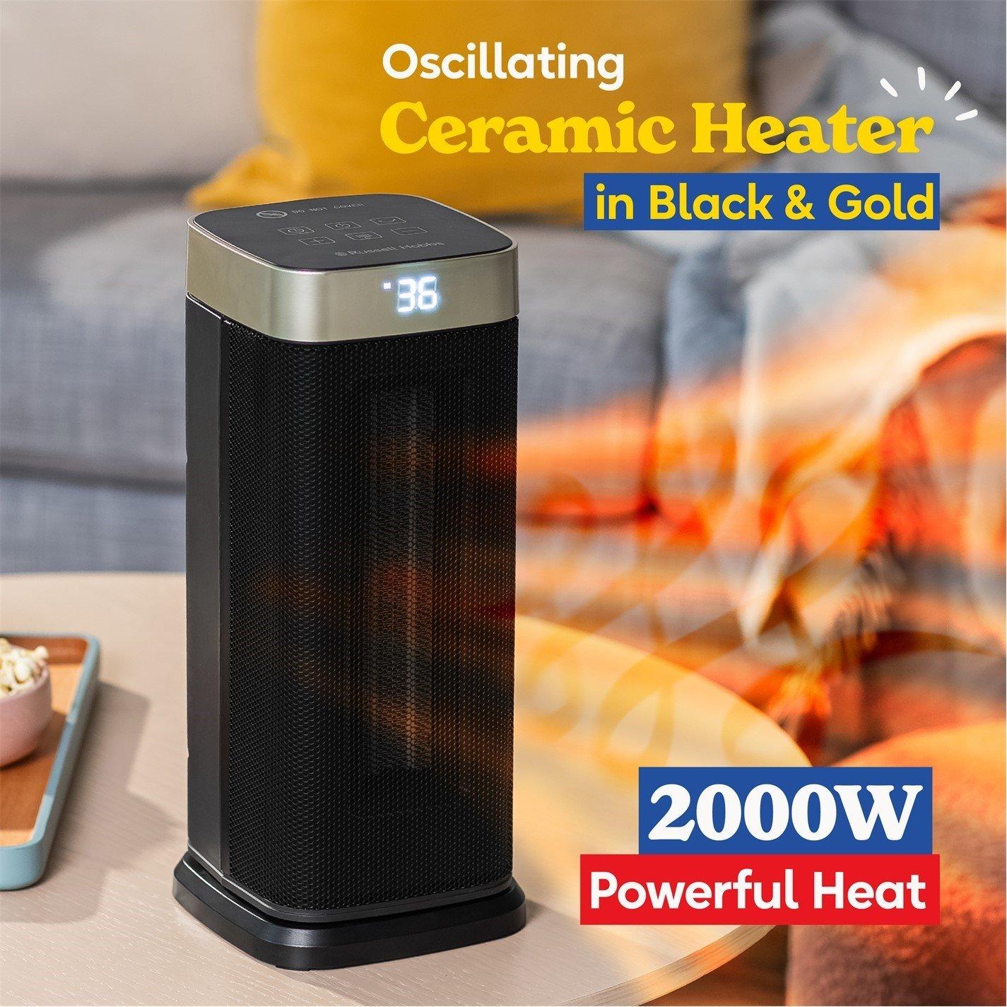 Gold / Black - Russell Hobbs - Russell Hobbs RHCTH2002G Oscillating Heater - 2
