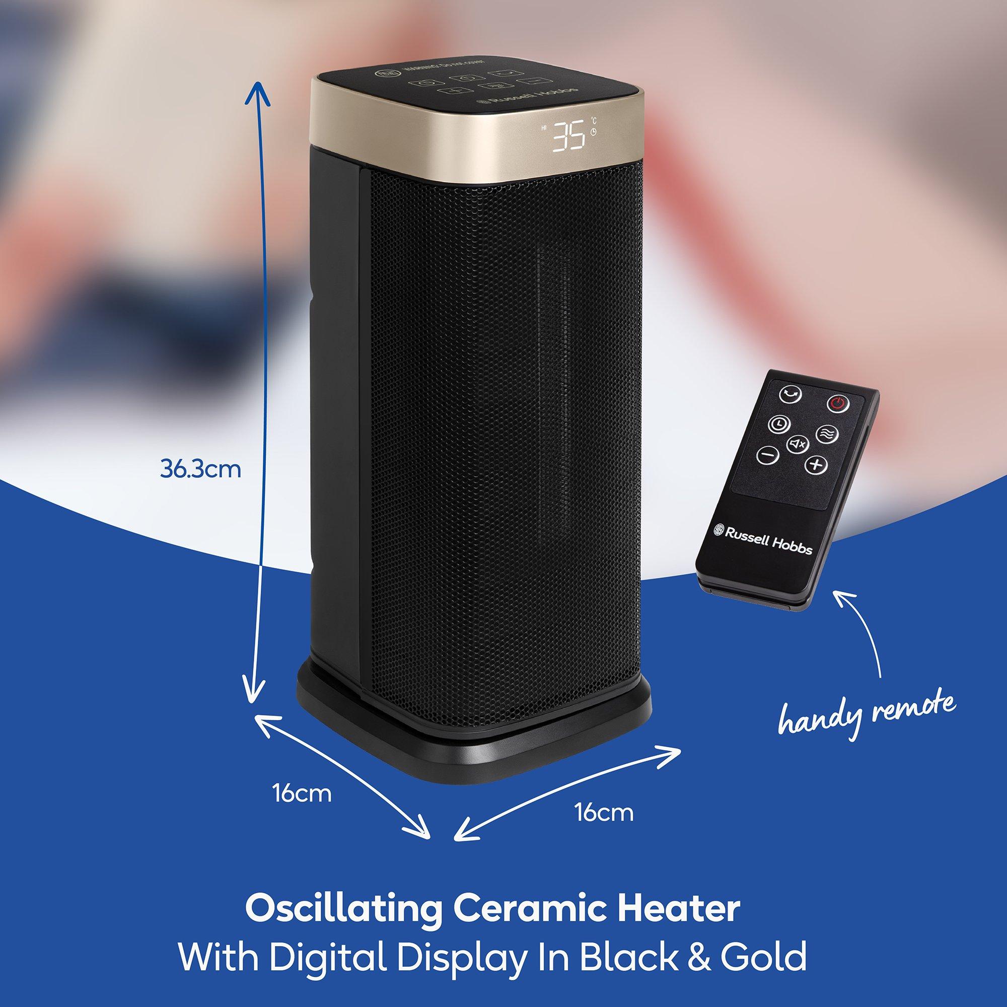 Gold / Black - Russell Hobbs - Russell Hobbs RHCTH2002G Oscillating Heater - 8