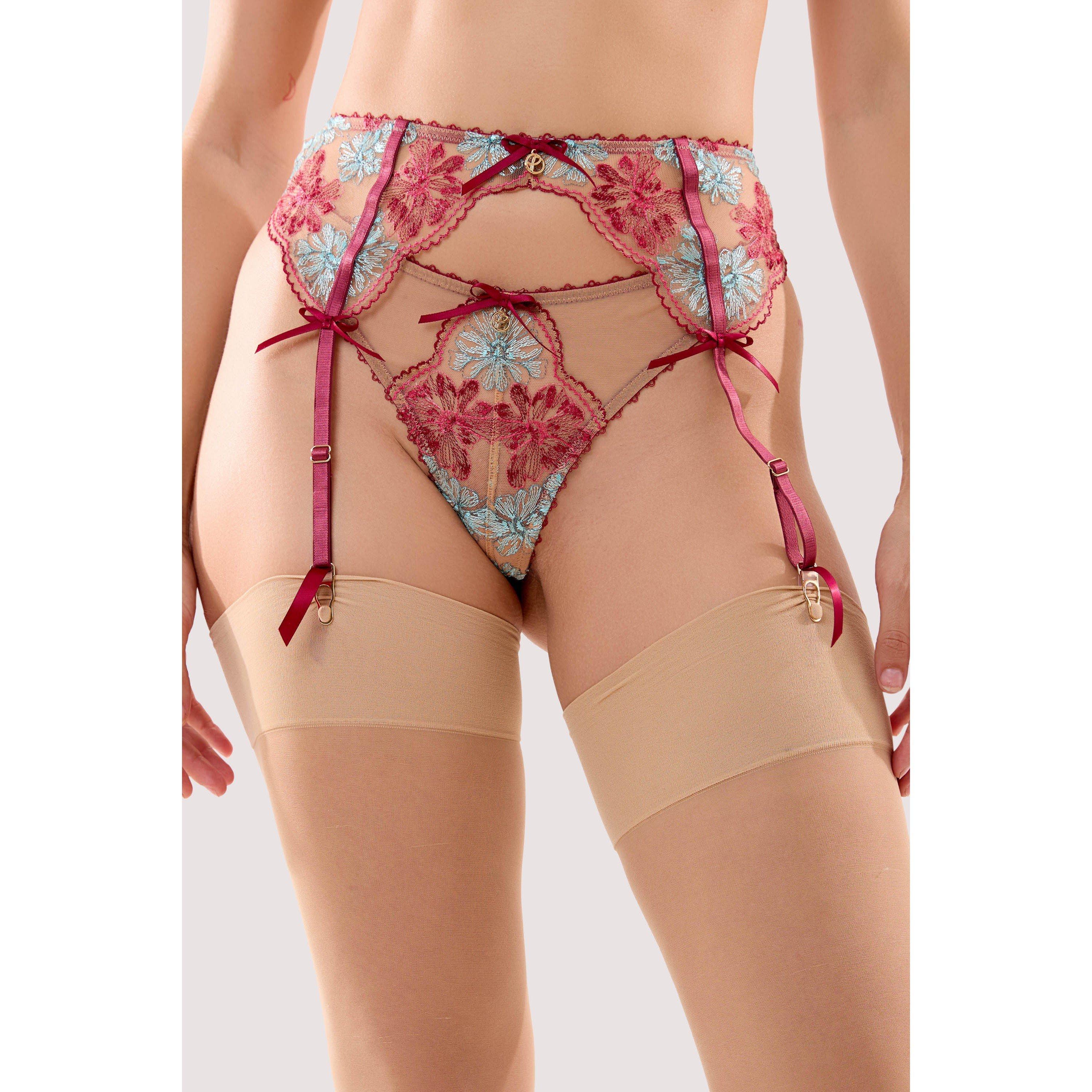 Ivory & Wine - Playful Promises - Persephone Ivory & Wine Floral Embroidery Suspende - 1