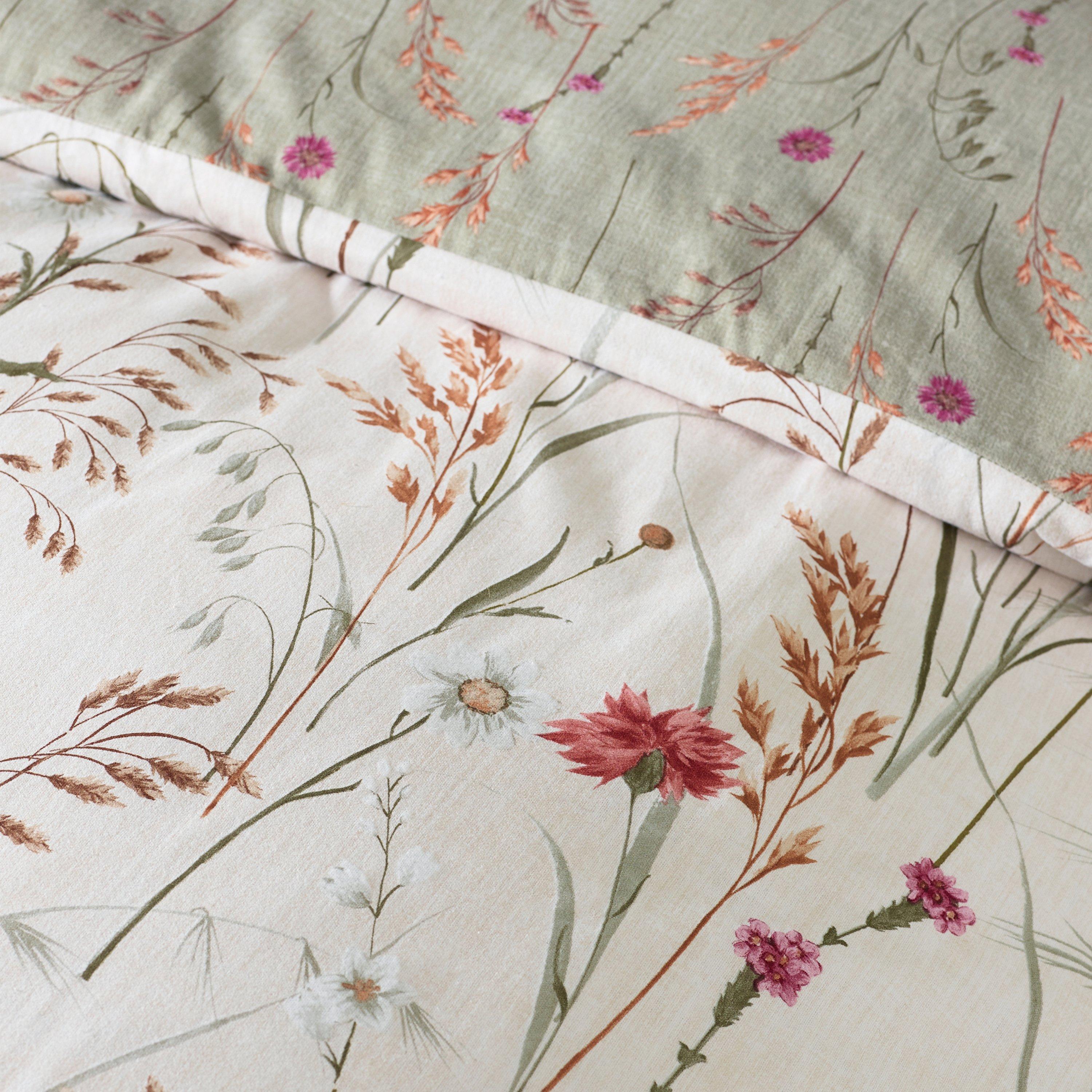 Green - Catherine Lansfield - Brushed Grasmere Floral Cotton Duvet Cover Set - 4