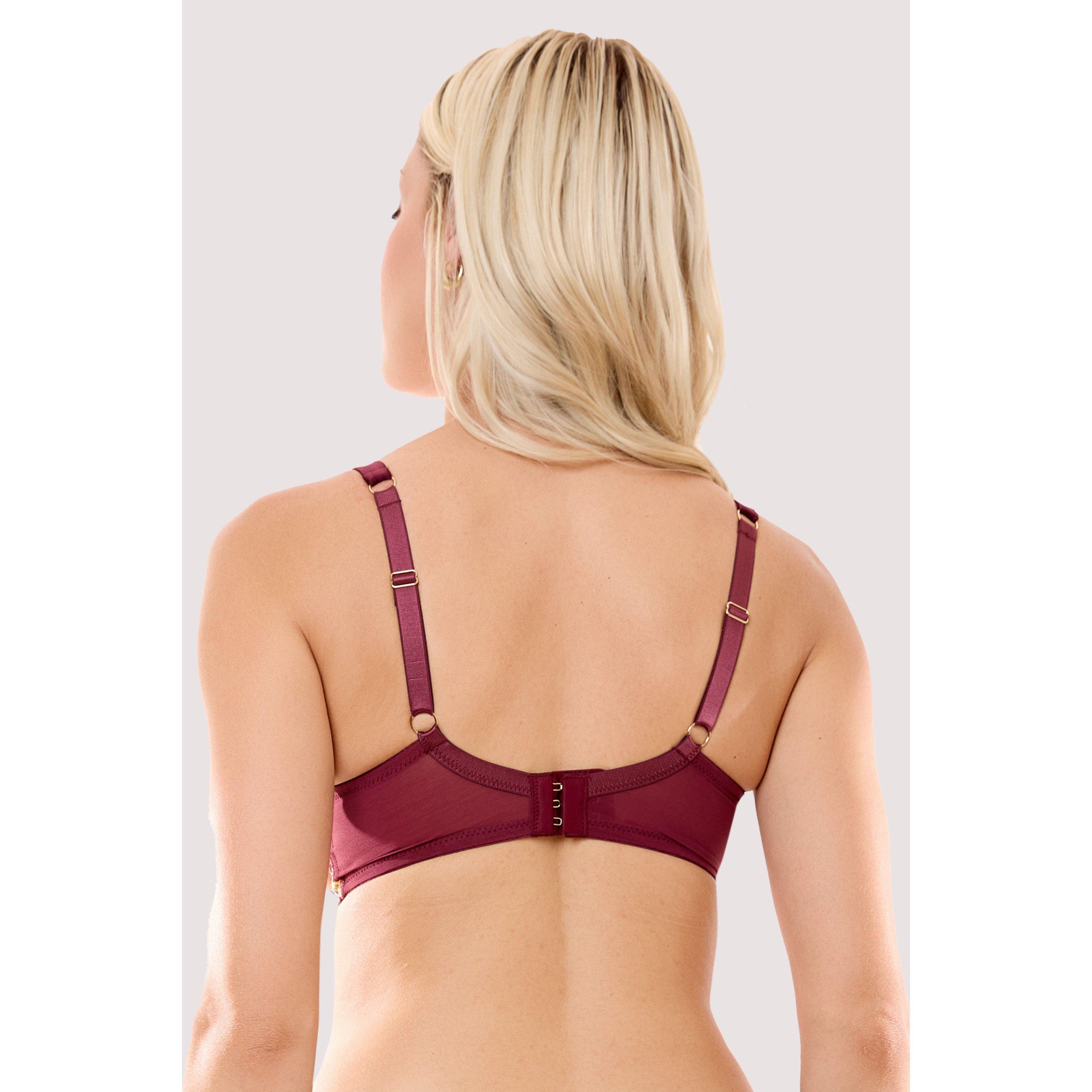 Wine - Playful Promises - Thea Wine Baroque Embroidery Bra - 3