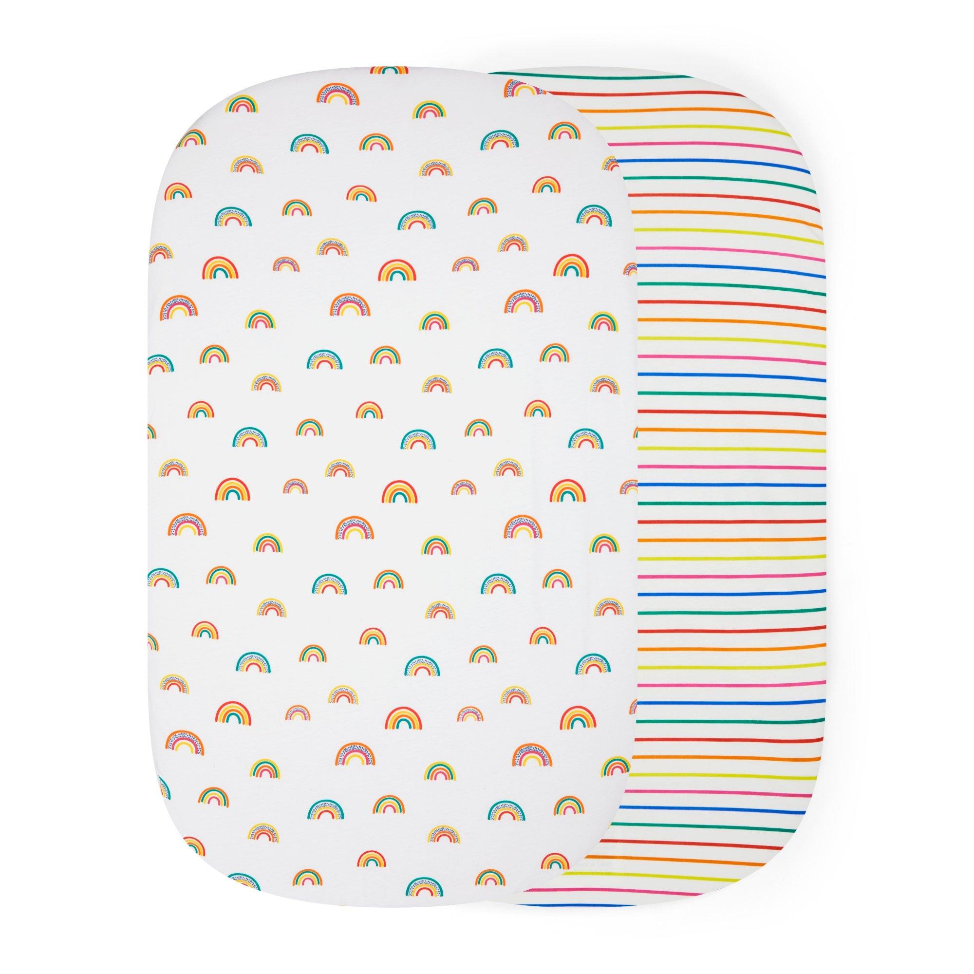 Ickle Bubba  Newborn 2 Pack Crib Fitted Sheets - Rainbow Dreams - one