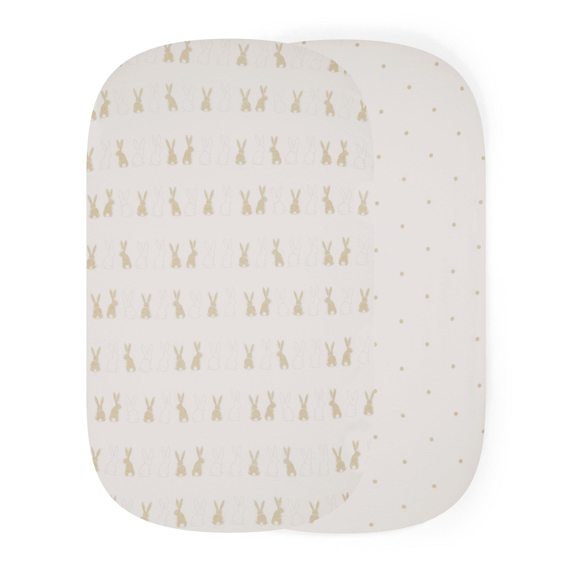 Ickle Bubba  Newborn 2 Pack Crib Fitted Sheets - Bunnychino - one