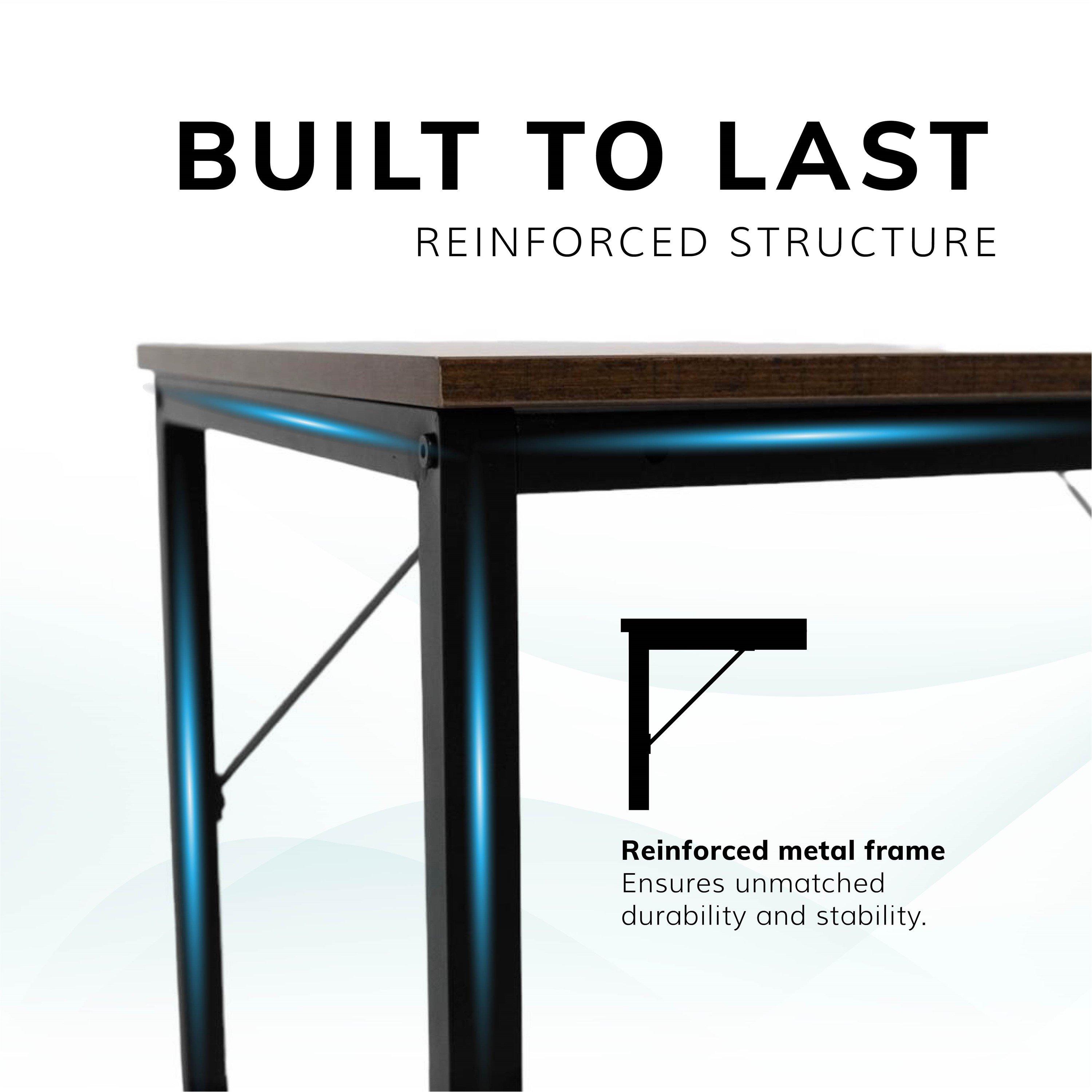 Brown - House of Home - Rustic Brown Small Desk with Black Metal Frame - 6