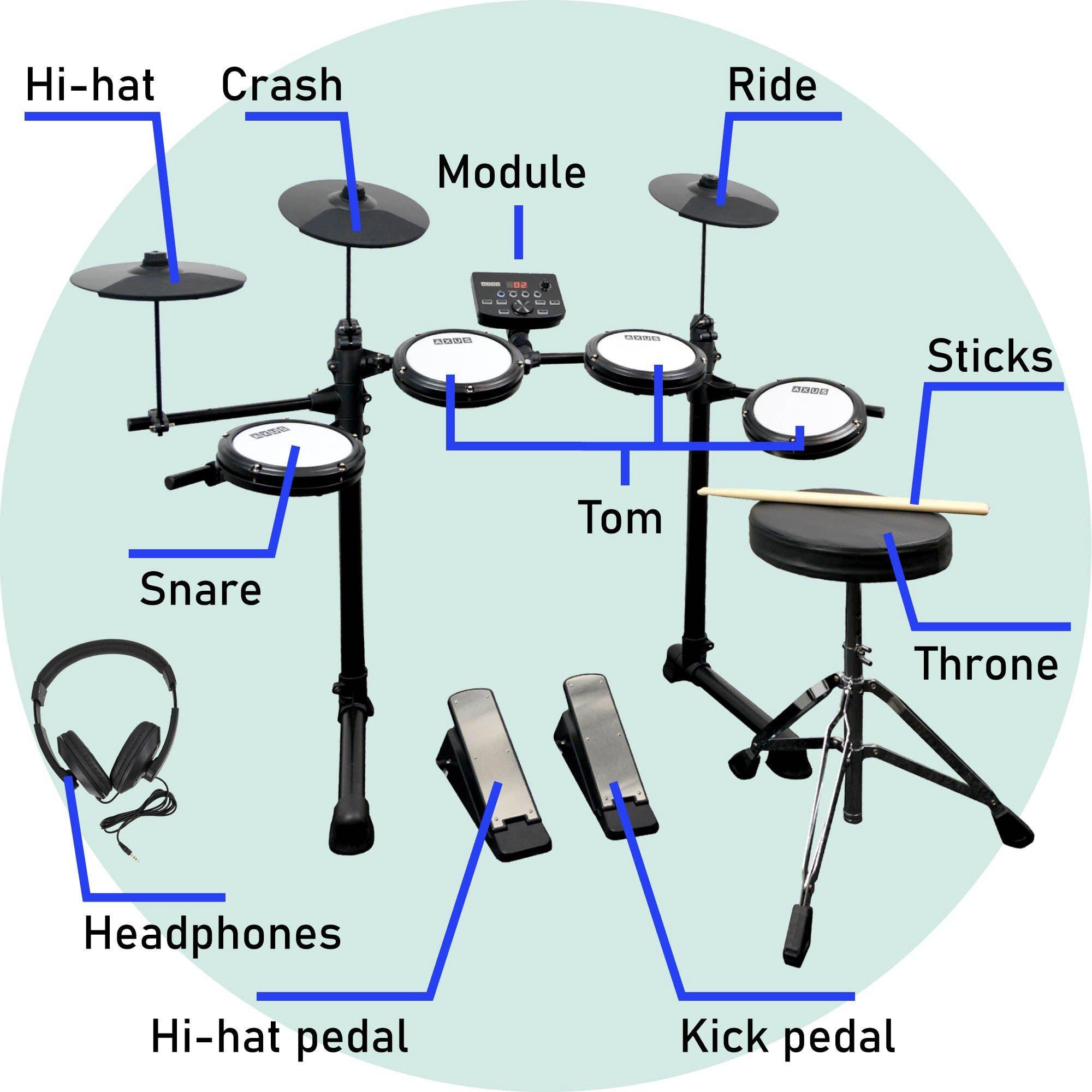Black - Axus - Electronic Drum Kit Pack - 2