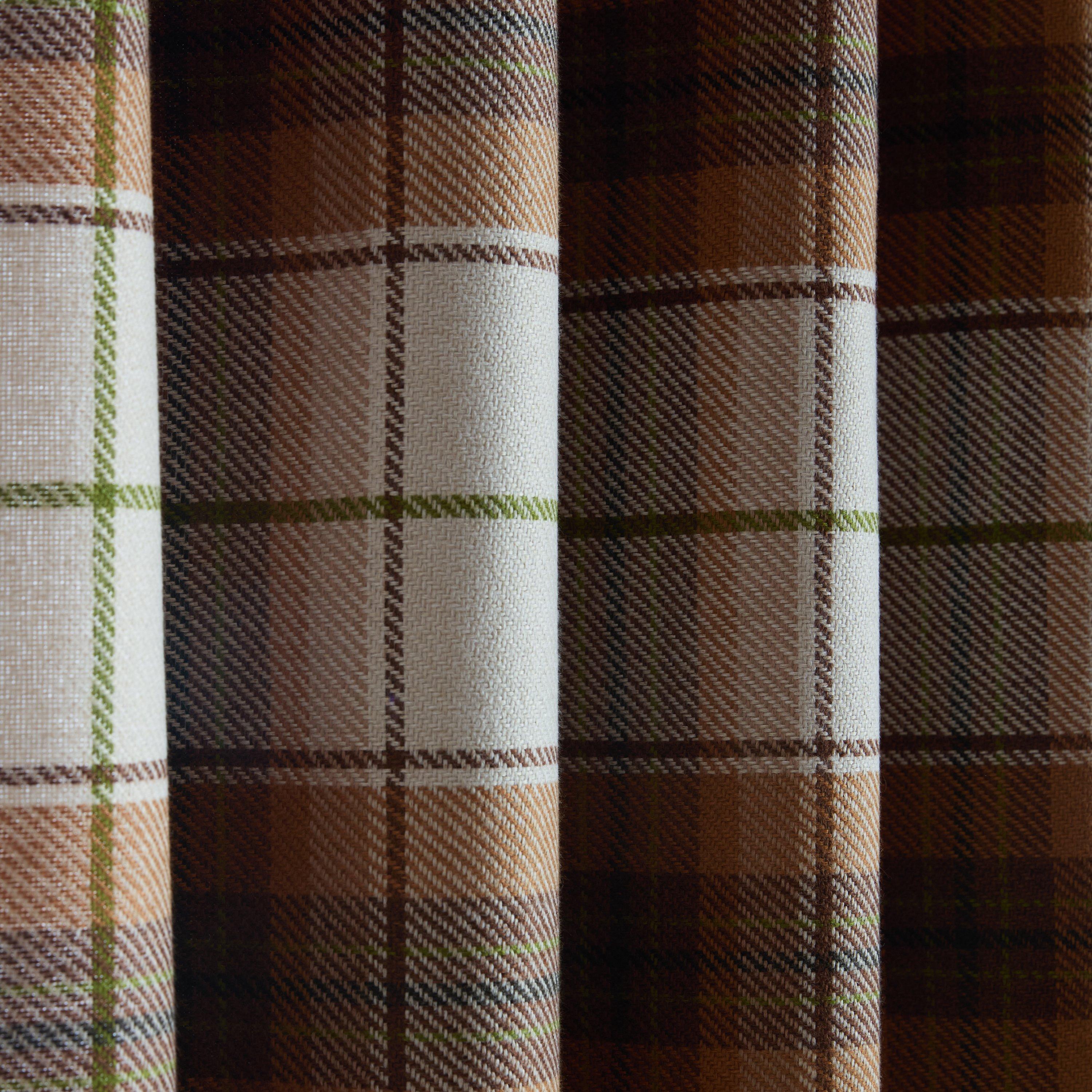 Terracotta - Catherine Lansfield - Brushed Woven Glencoe Check Eyelet Curtains - 4